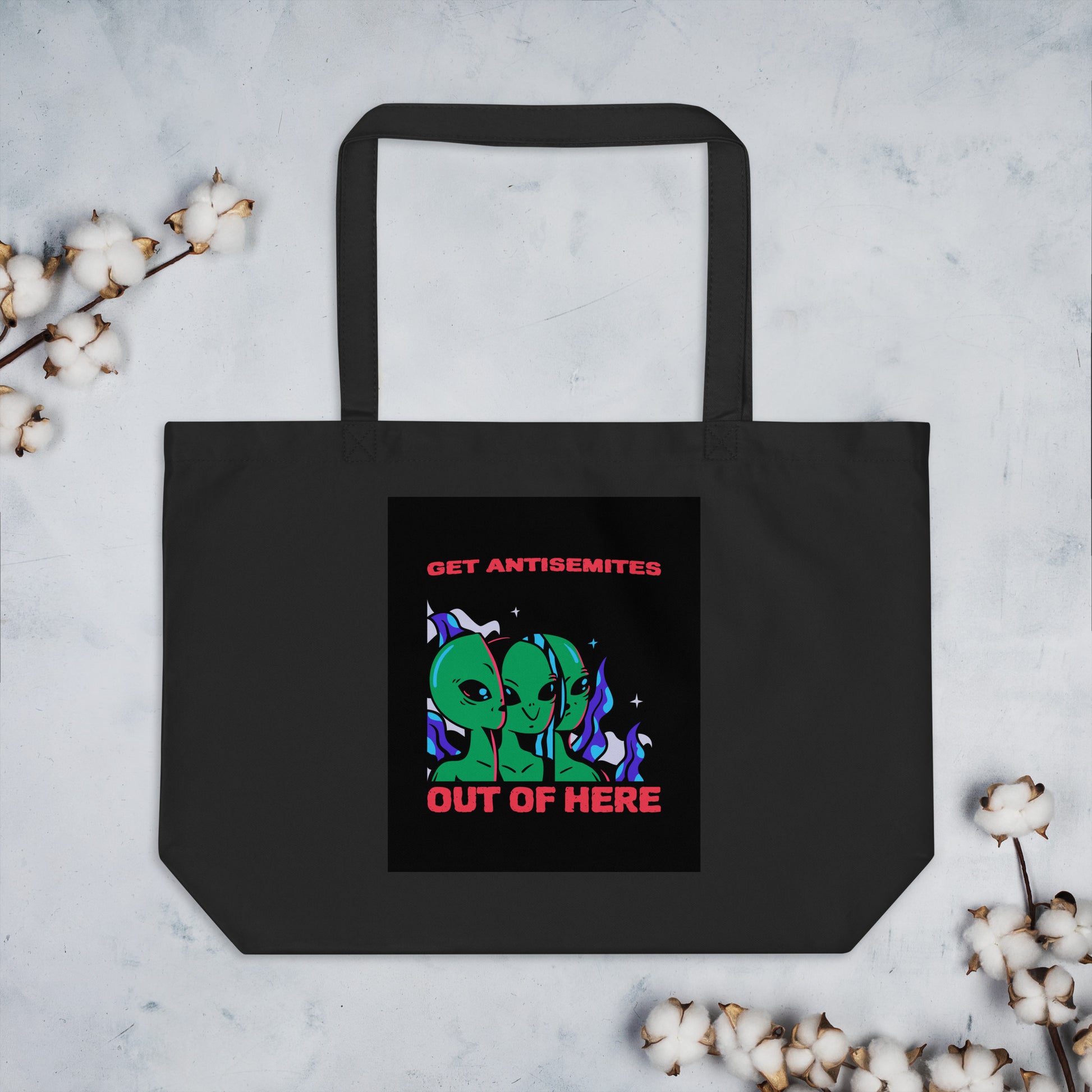 Get Alien Out | Antisemitism | Large Organic Tote Bag Jouparty