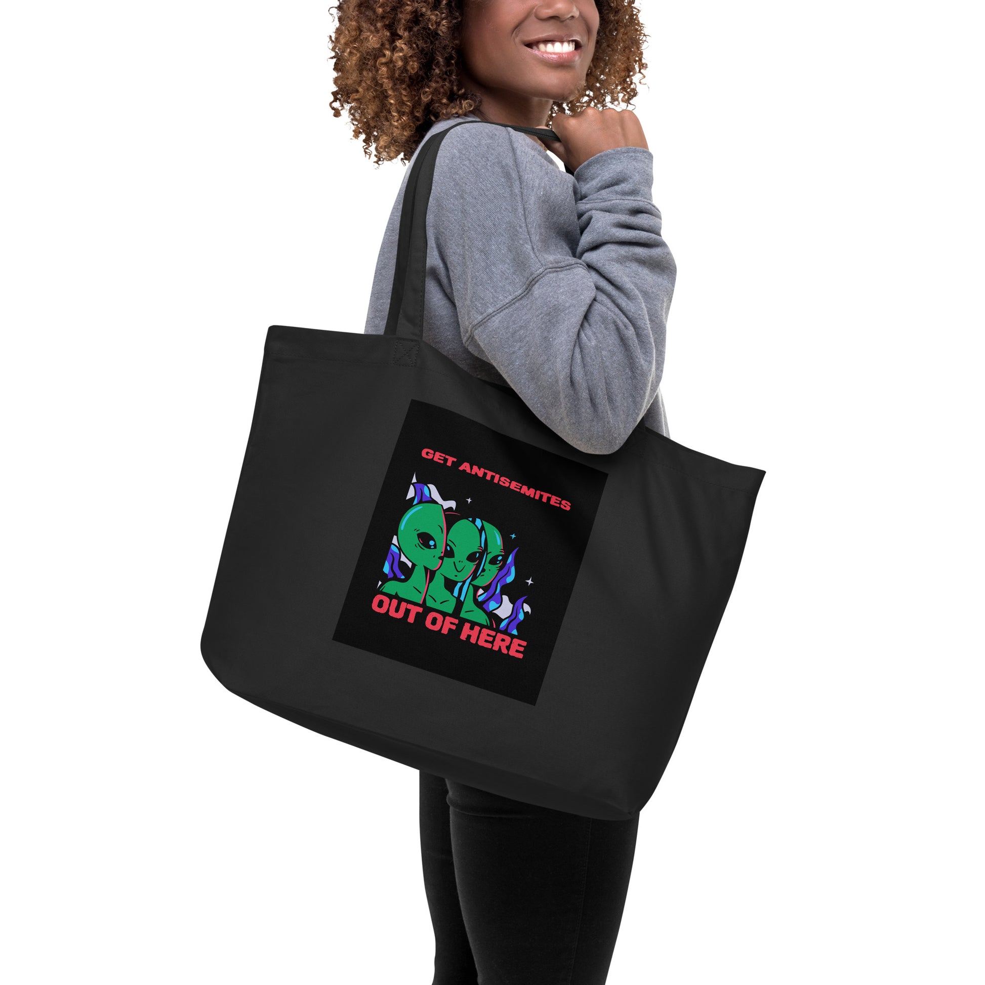 Get Alien Out | Antisemitism | Large Organic Tote Bag Jouparty