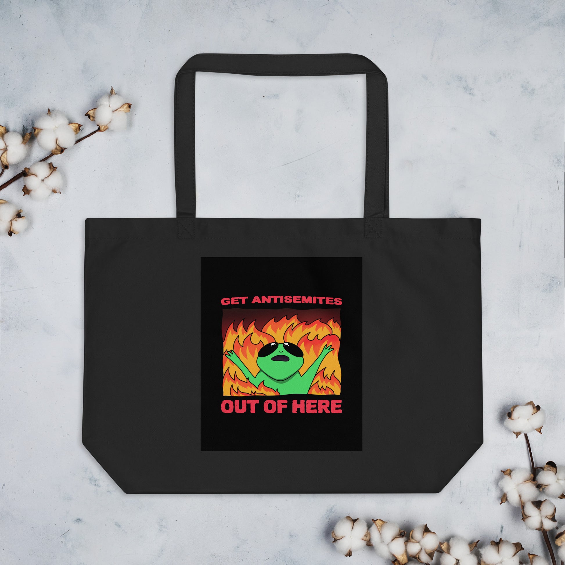 Get Alien Out | Antisemitism | Large Organic Tote Bag Jouparty
