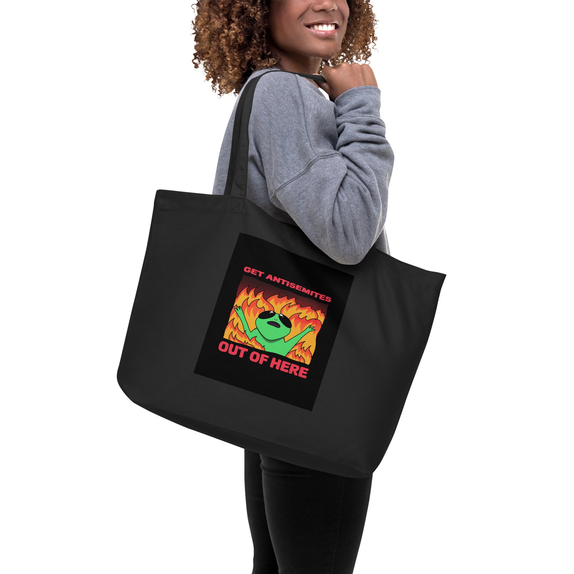 Get Alien Out | Antisemitism | Large Organic Tote Bag Jouparty