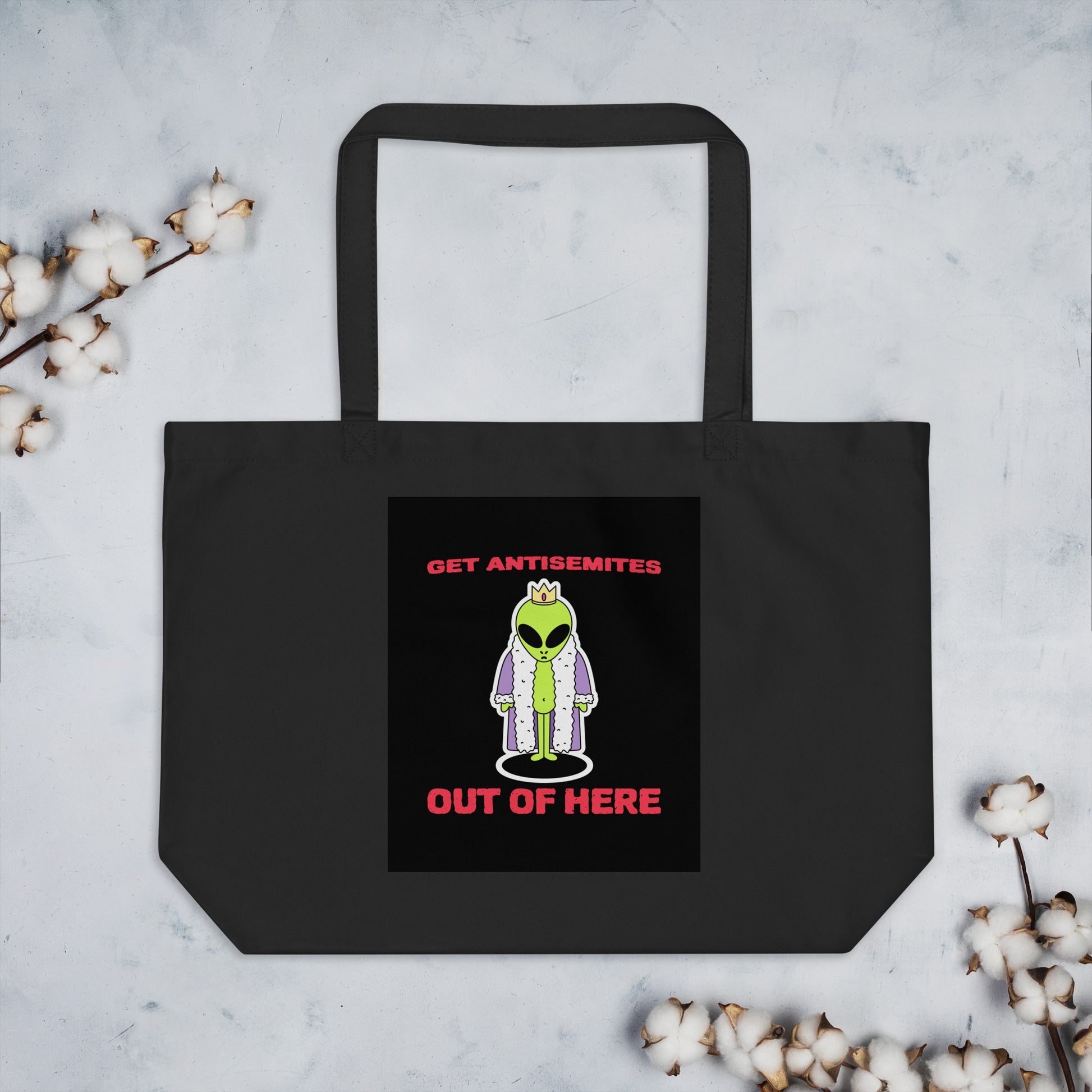Get Alien Out | Antisemitism | Large Organic Tote Bag Jouparty