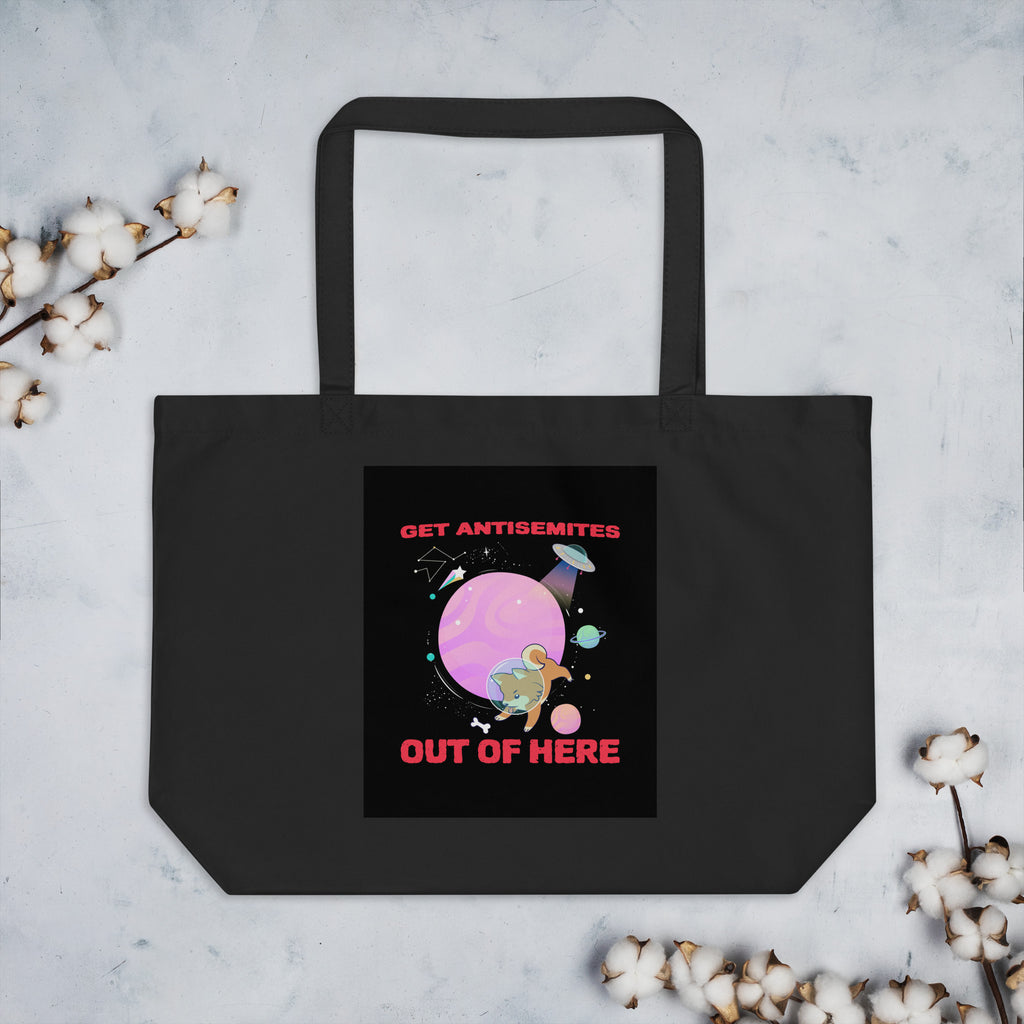 Get Alien Out | Antisemitism | Large Organic Tote Bag Jouparty