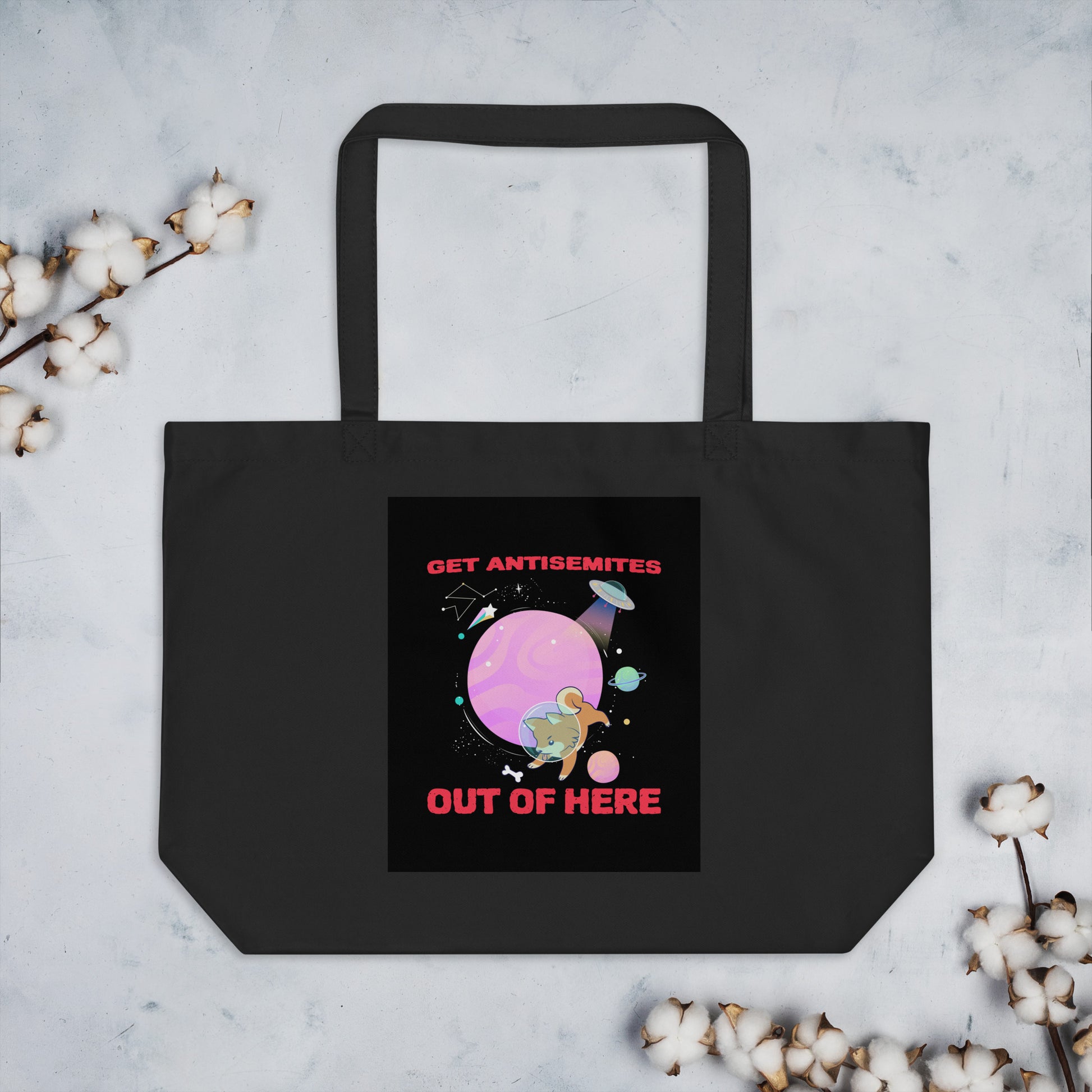 Get Alien Out | Antisemitism | Large Organic Tote Bag Jouparty