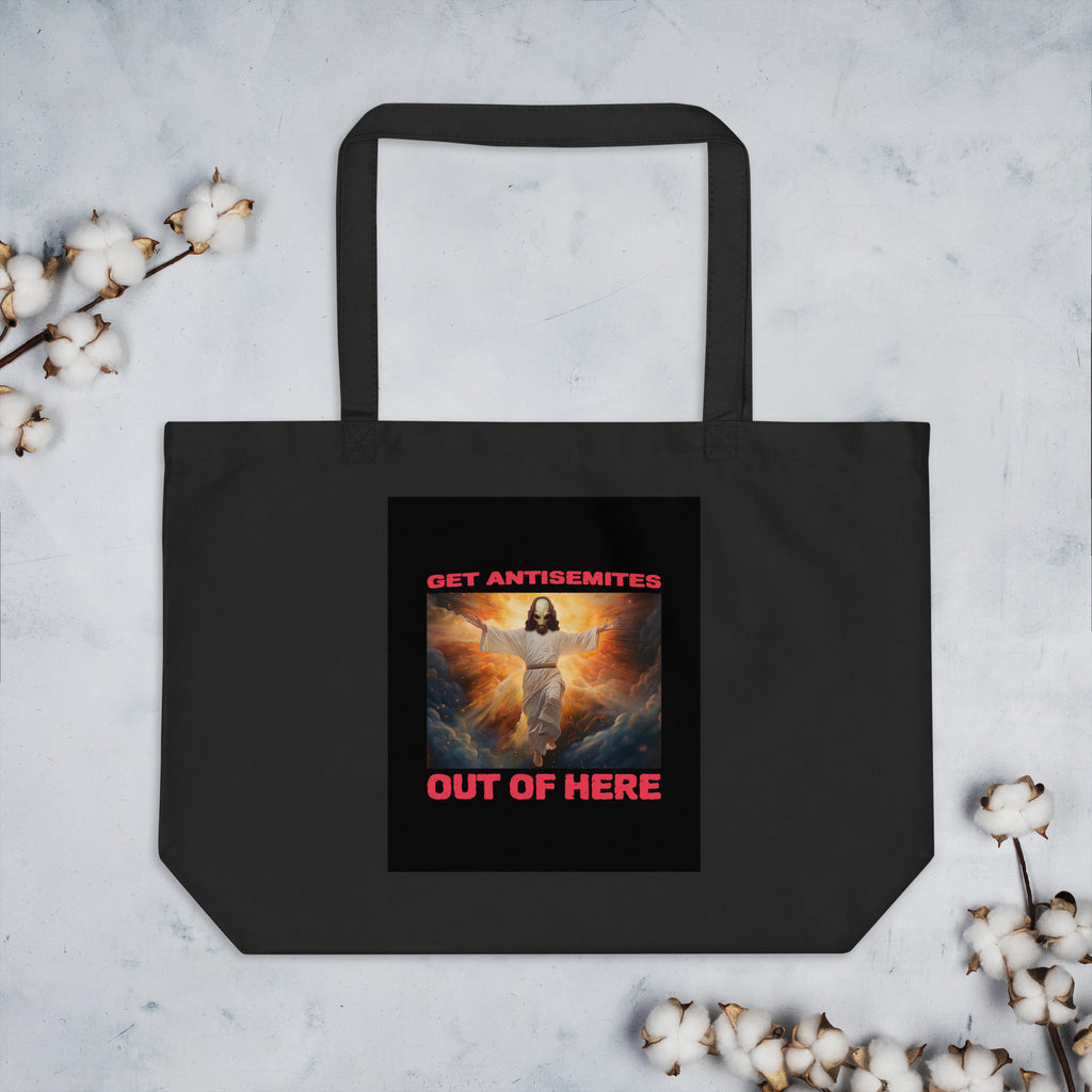 Get Alien Out | Antisemitism | Large Organic Tote Bag Jouparty