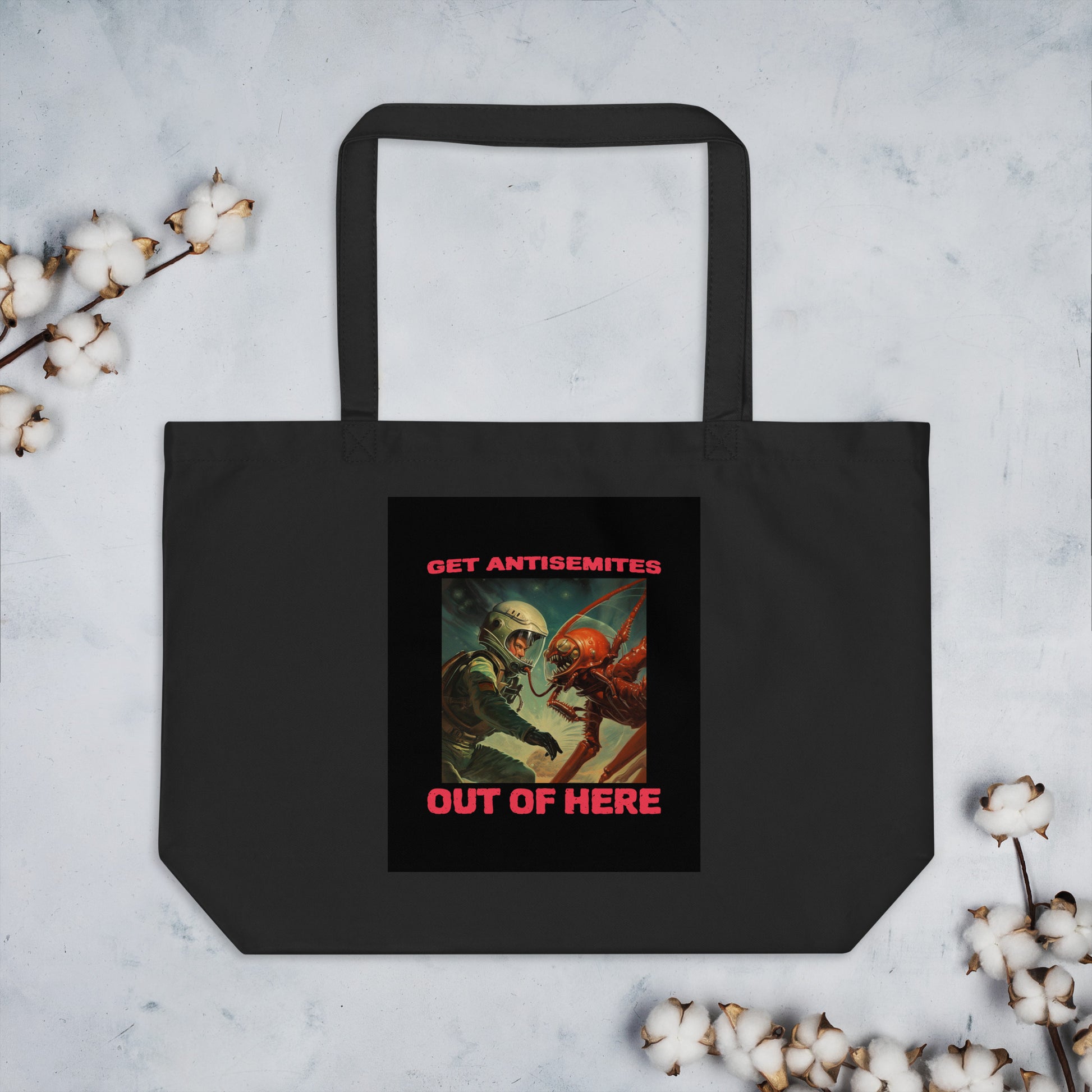Get Alien Out | Antisemitism | Large Organic Tote Bag Jouparty