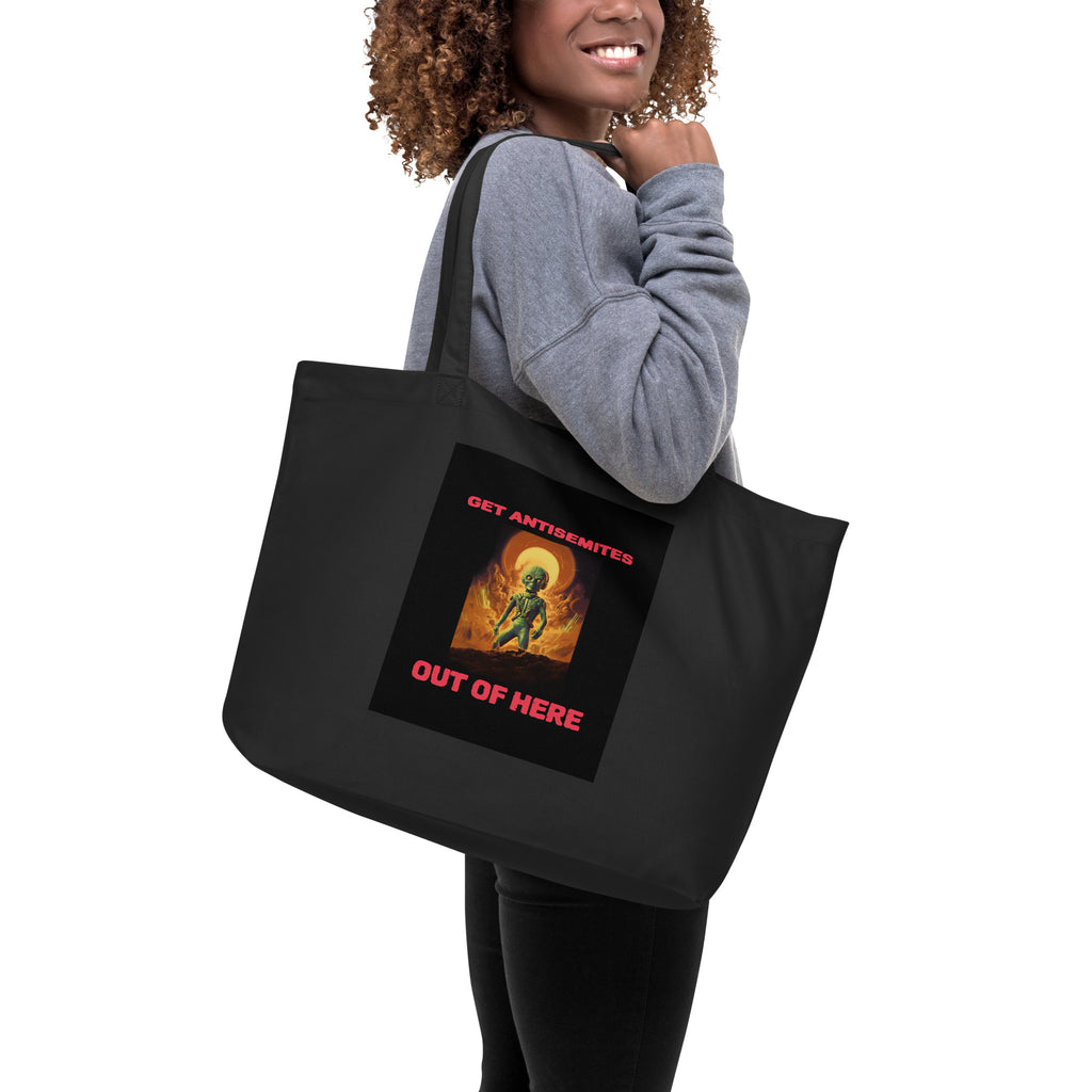 Get Alien Out | Antisemitism | Large Organic Tote Bag Jouparty