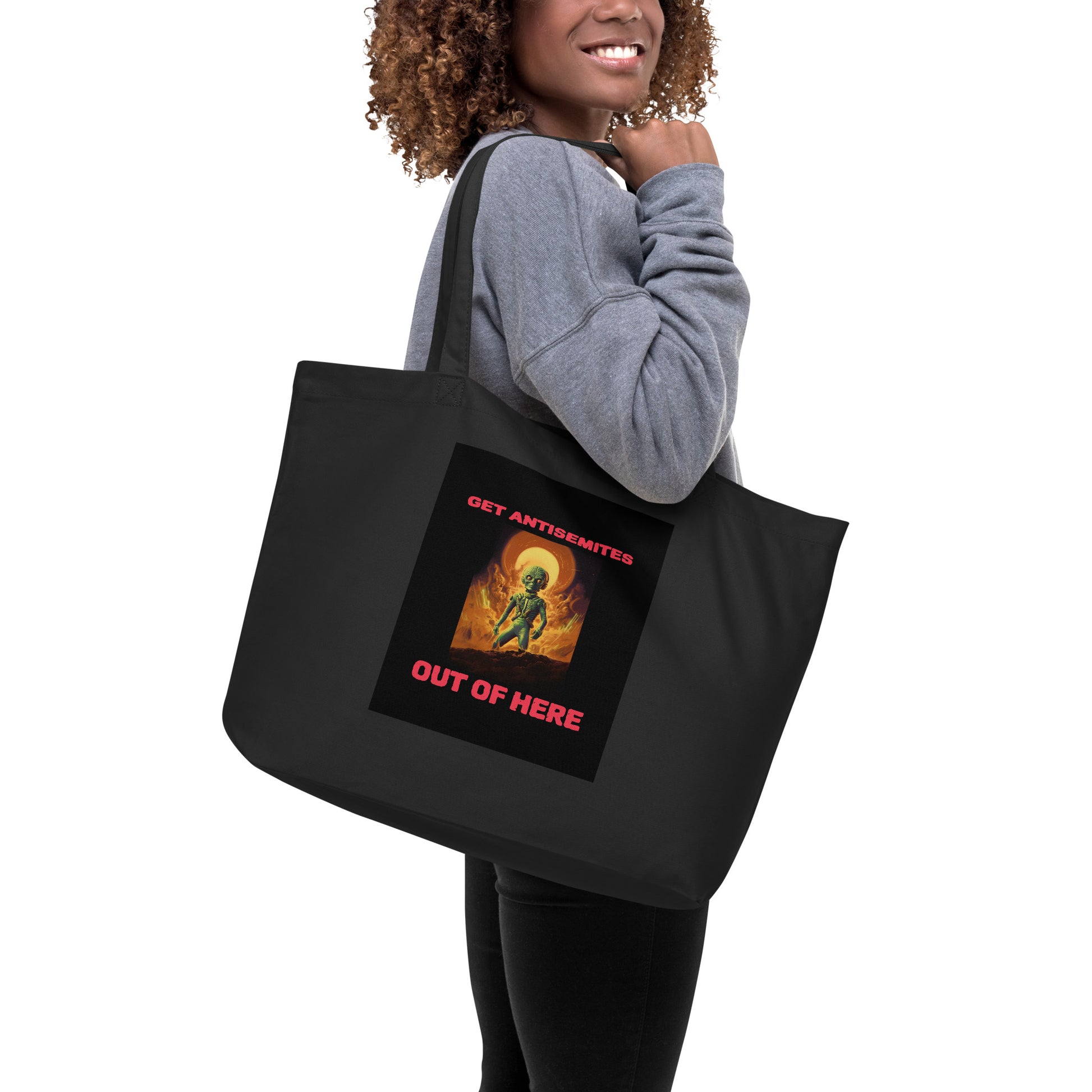 Get Alien Out | Antisemitism | Large Organic Tote Bag Jouparty
