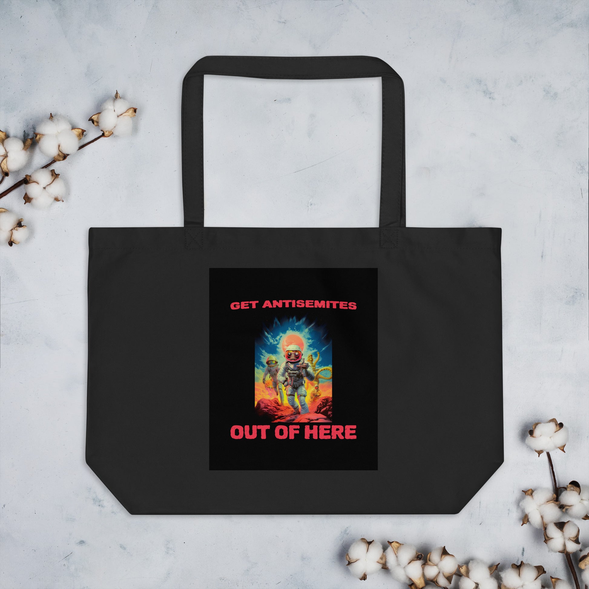 Get Alien Out | Antisemitism | Large Organic Tote Bag Jouparty