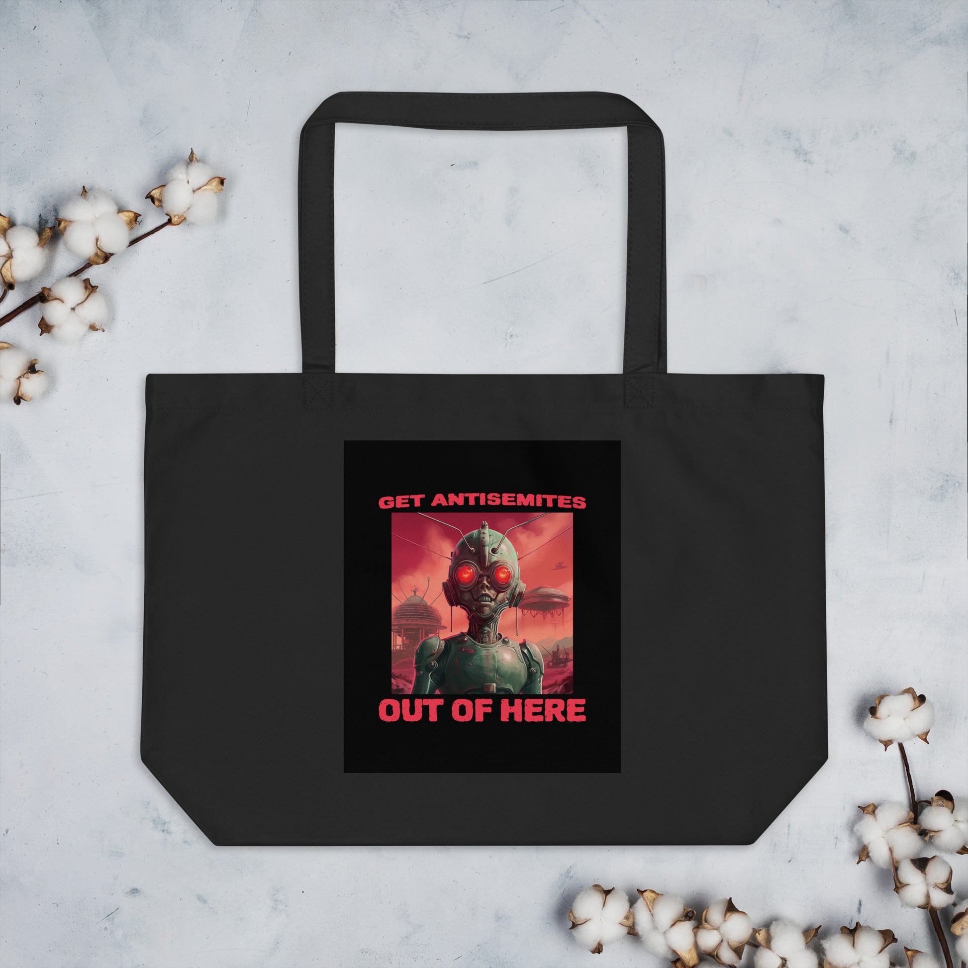 Get Alien Out | Antisemitism | Large Organic Tote Bag Jouparty