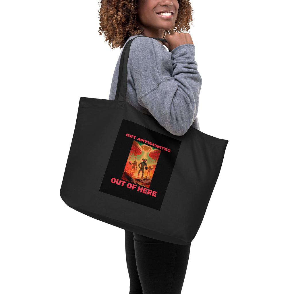 Get Alien Out | Antisemitism | Large Organic Tote Bag Jouparty