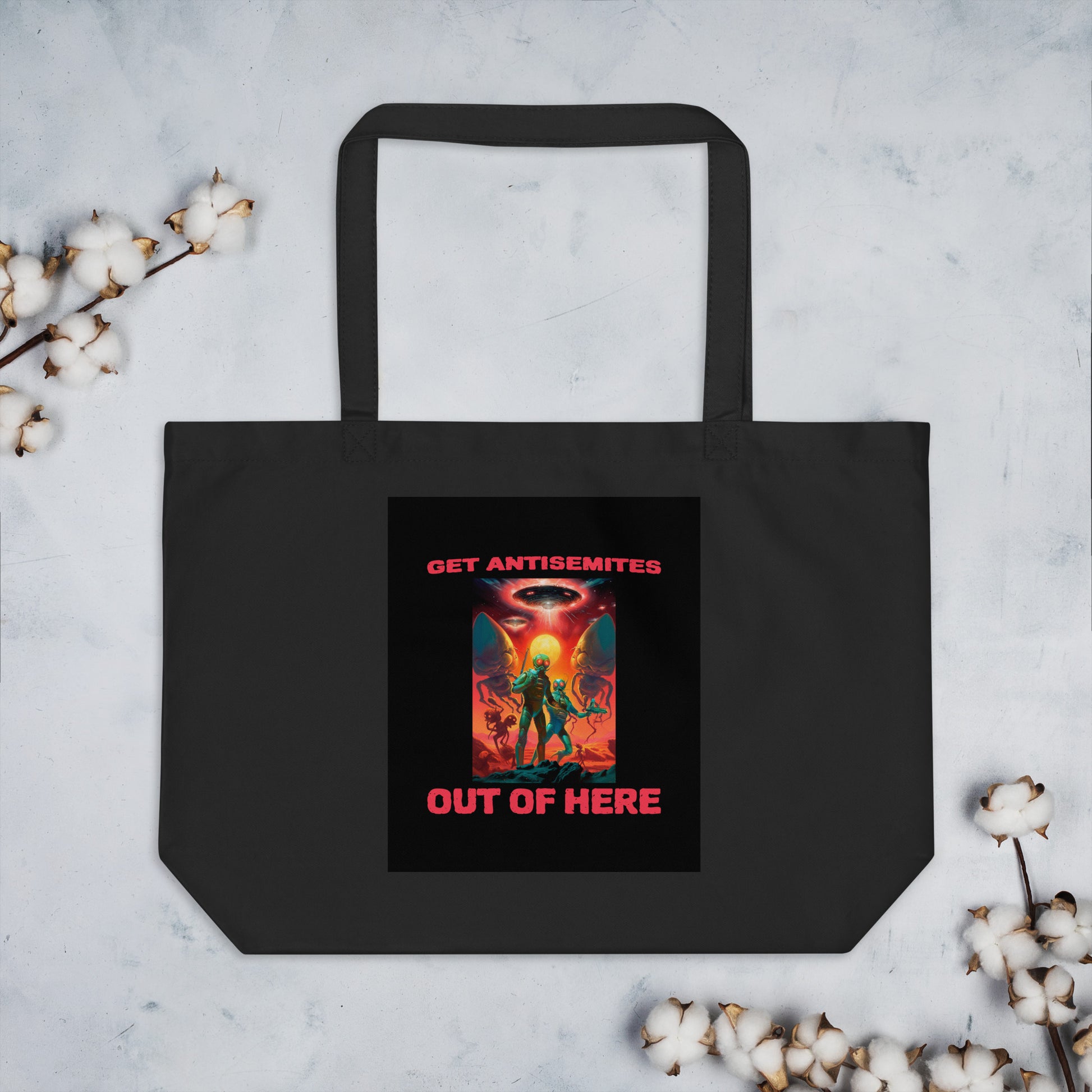 Get Alien Out | Antisemitism | Large Organic Tote Bag Jouparty