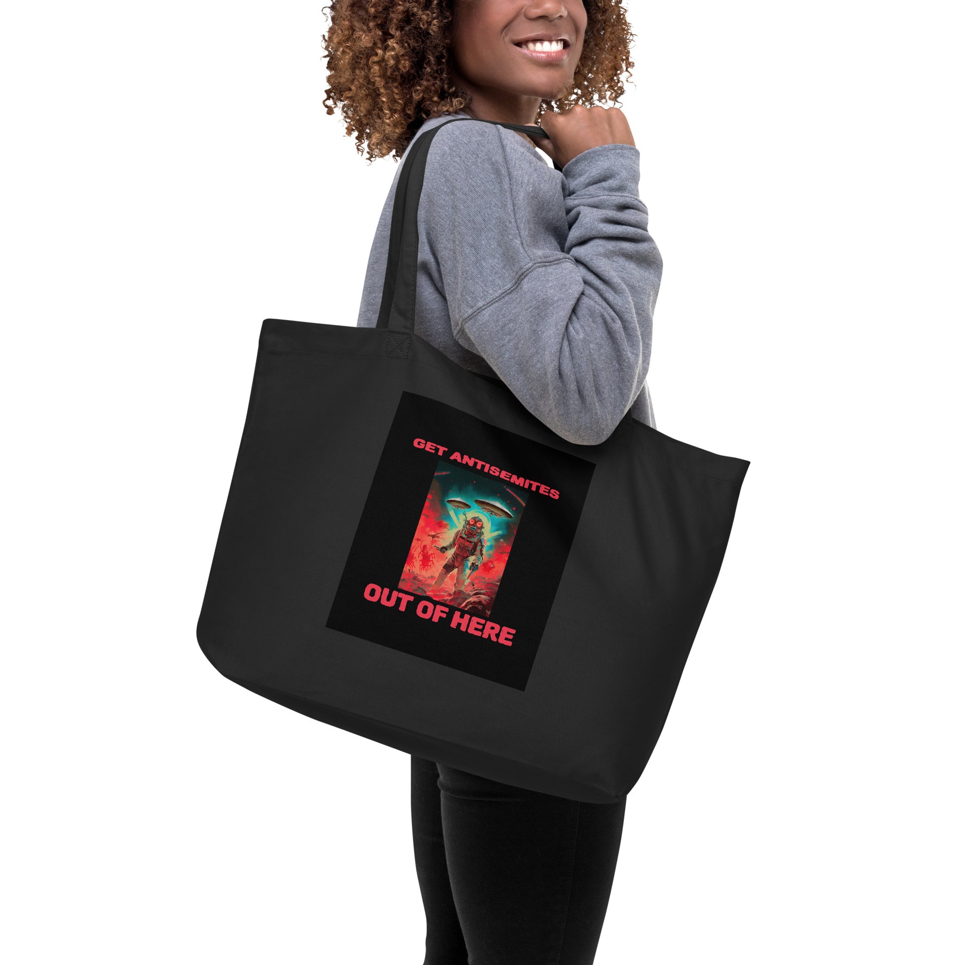 Get Alien Out | Antisemitism | Large Organic Tote Bag Jouparty
