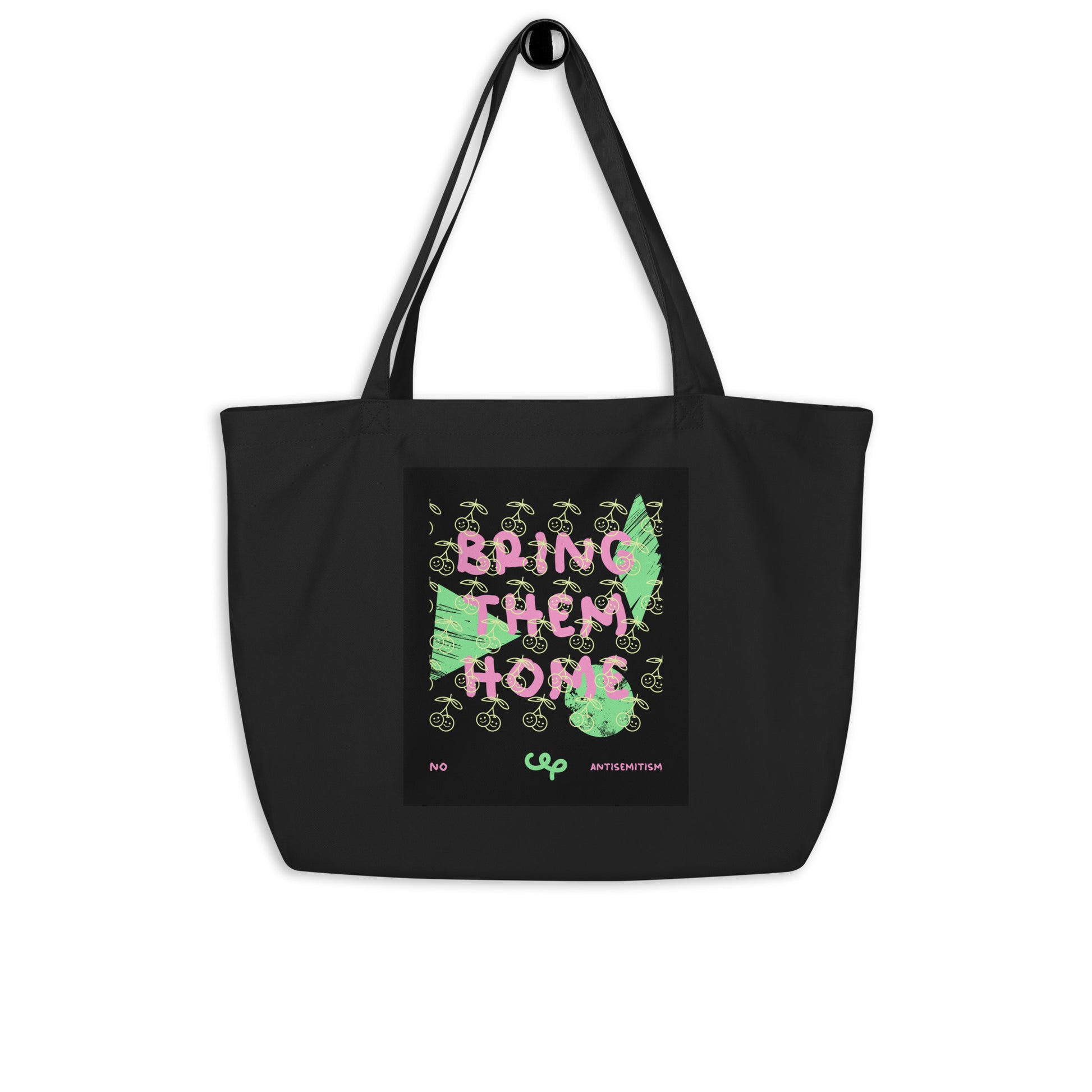 Bring Them Home | Pink-Green Doodle | Large Organic Tote Bag Jouparty