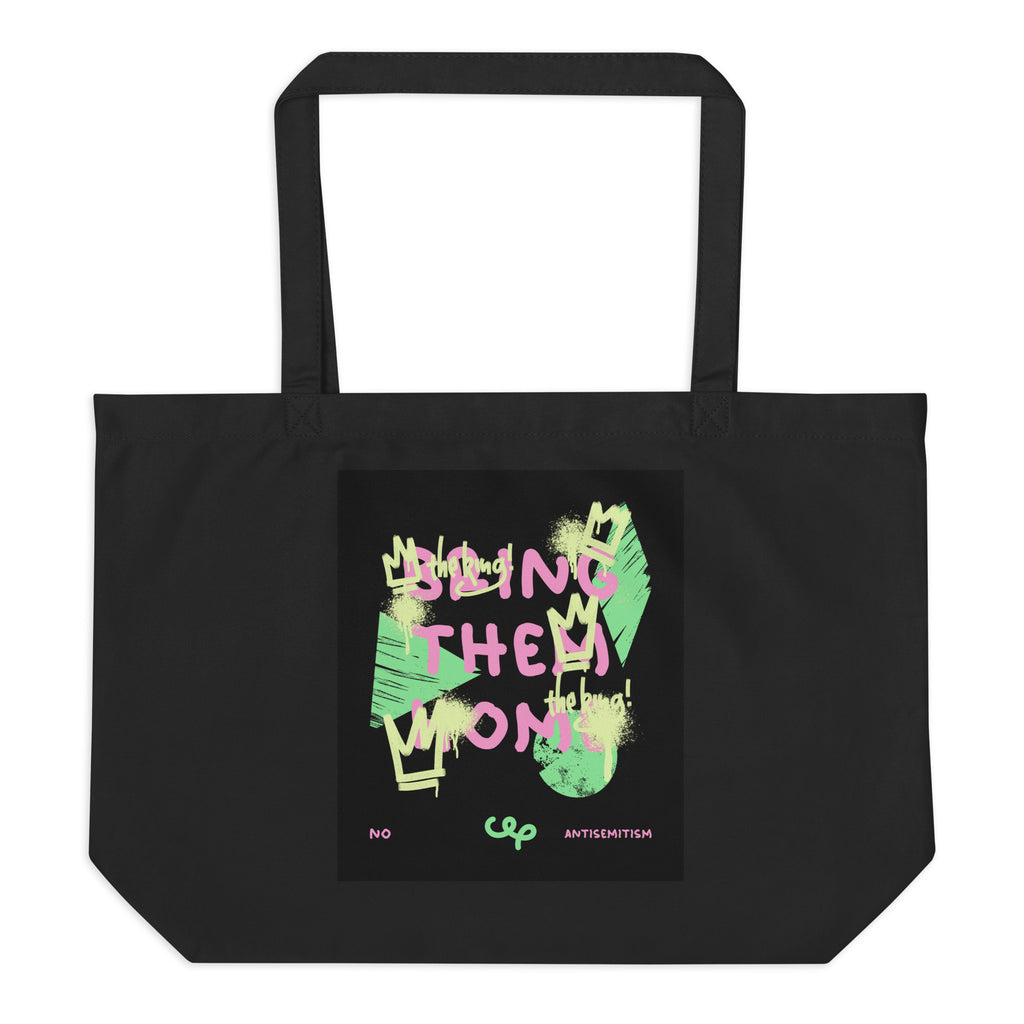 Bring Them Home | Pink-Green Doodle | Large Organic Tote Bag Jouparty