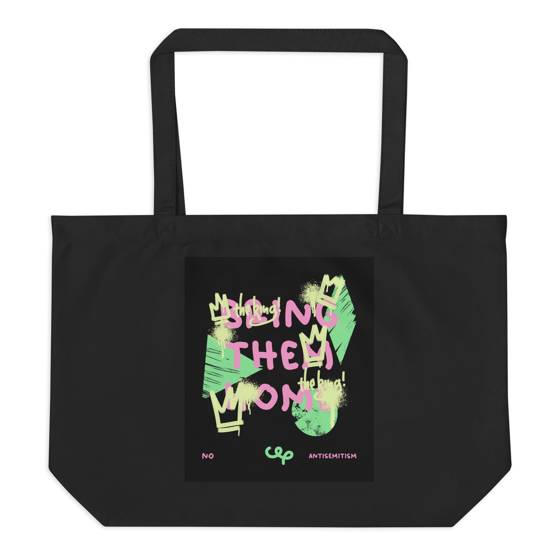 Bring Them Home | Pink-Green Doodle | Large Organic Tote Bag Jouparty