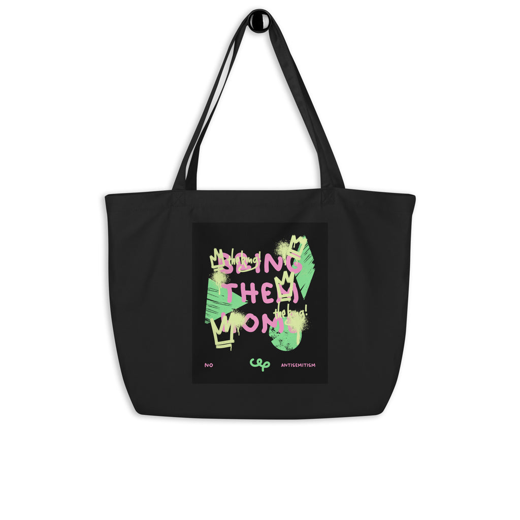 Bring Them Home | Pink-Green Doodle | Large Organic Tote Bag Jouparty