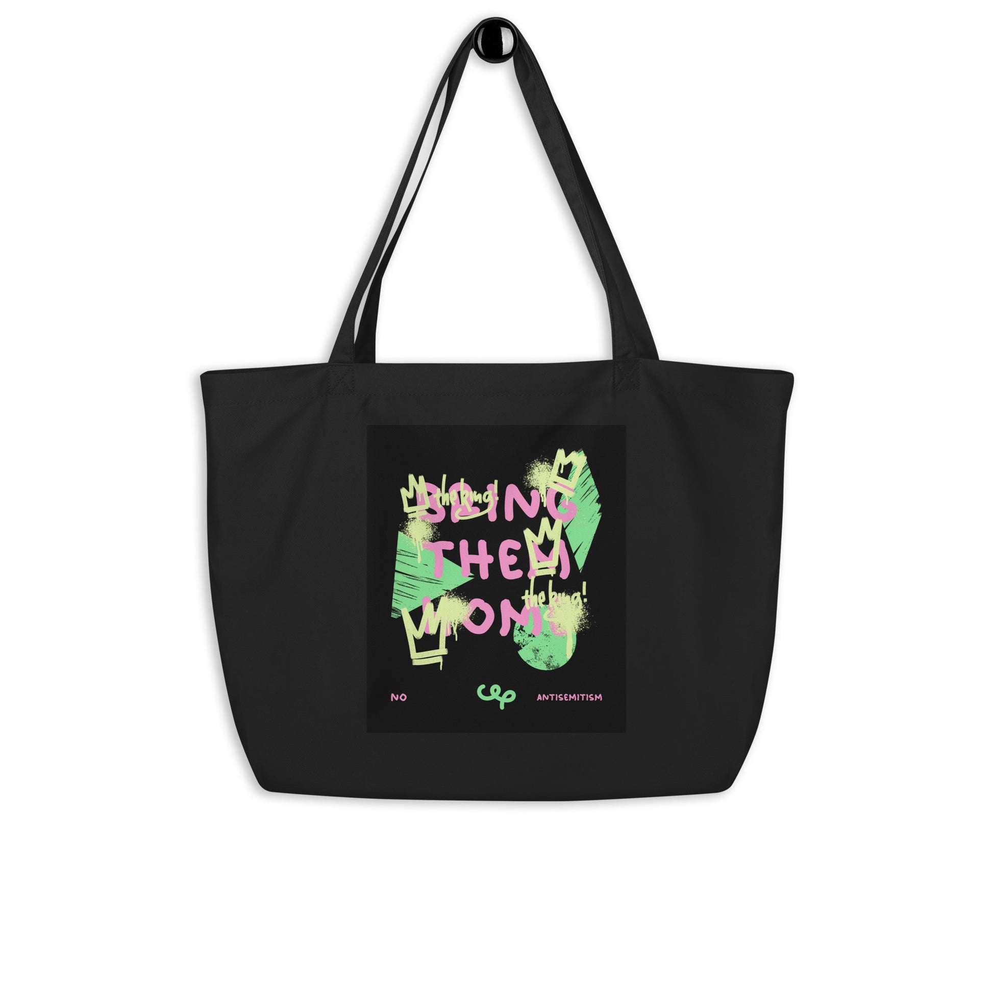 Bring Them Home | Pink-Green Doodle | Large Organic Tote Bag Jouparty