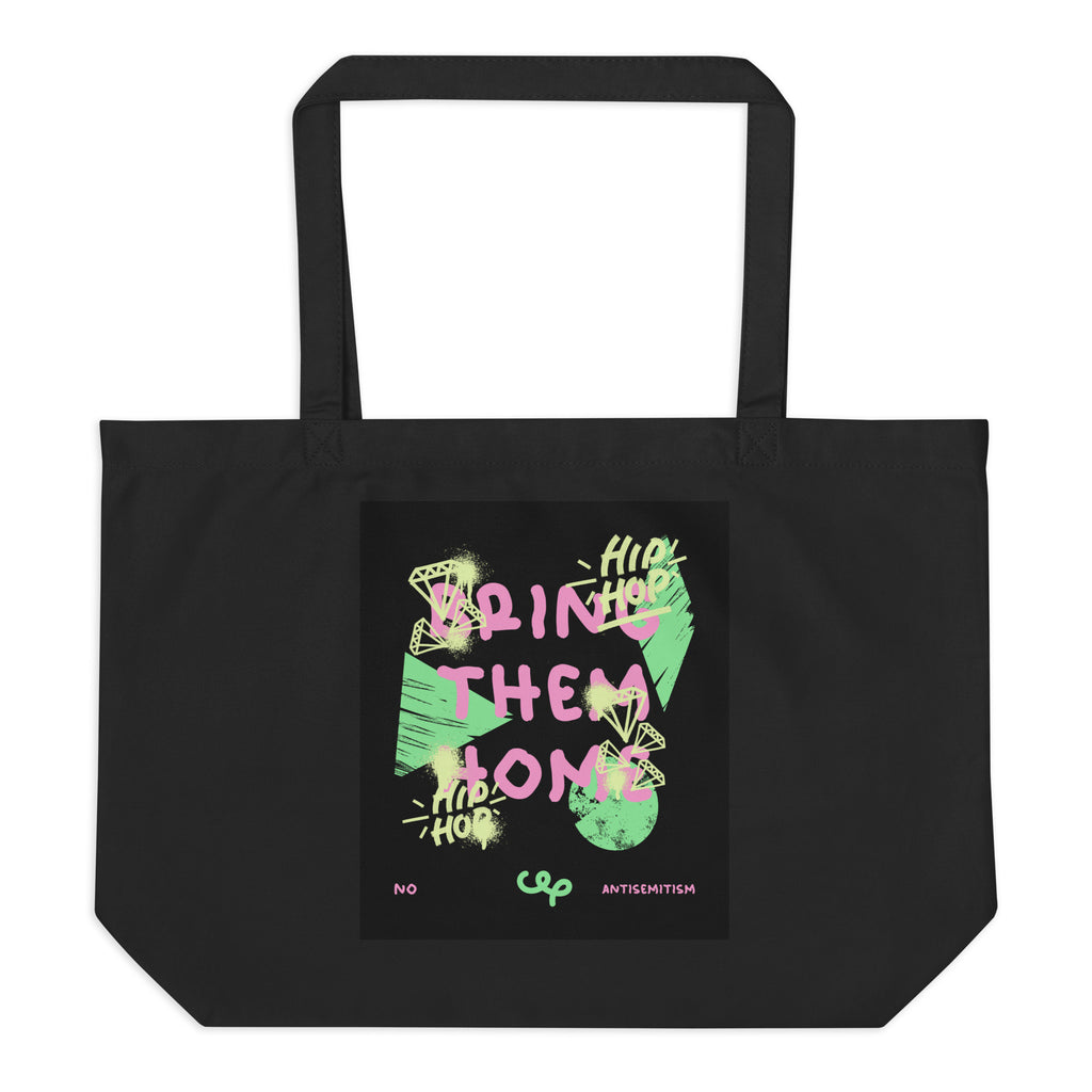 Bring Them Home | Pink-Green Doodle | Large Organic Tote Bag