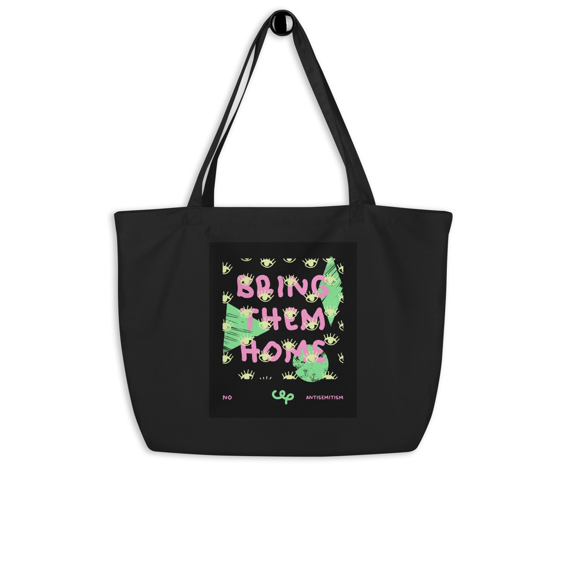 Bring Them Home | Pink-Green Doodle | Large Organic Tote Bag Jouparty