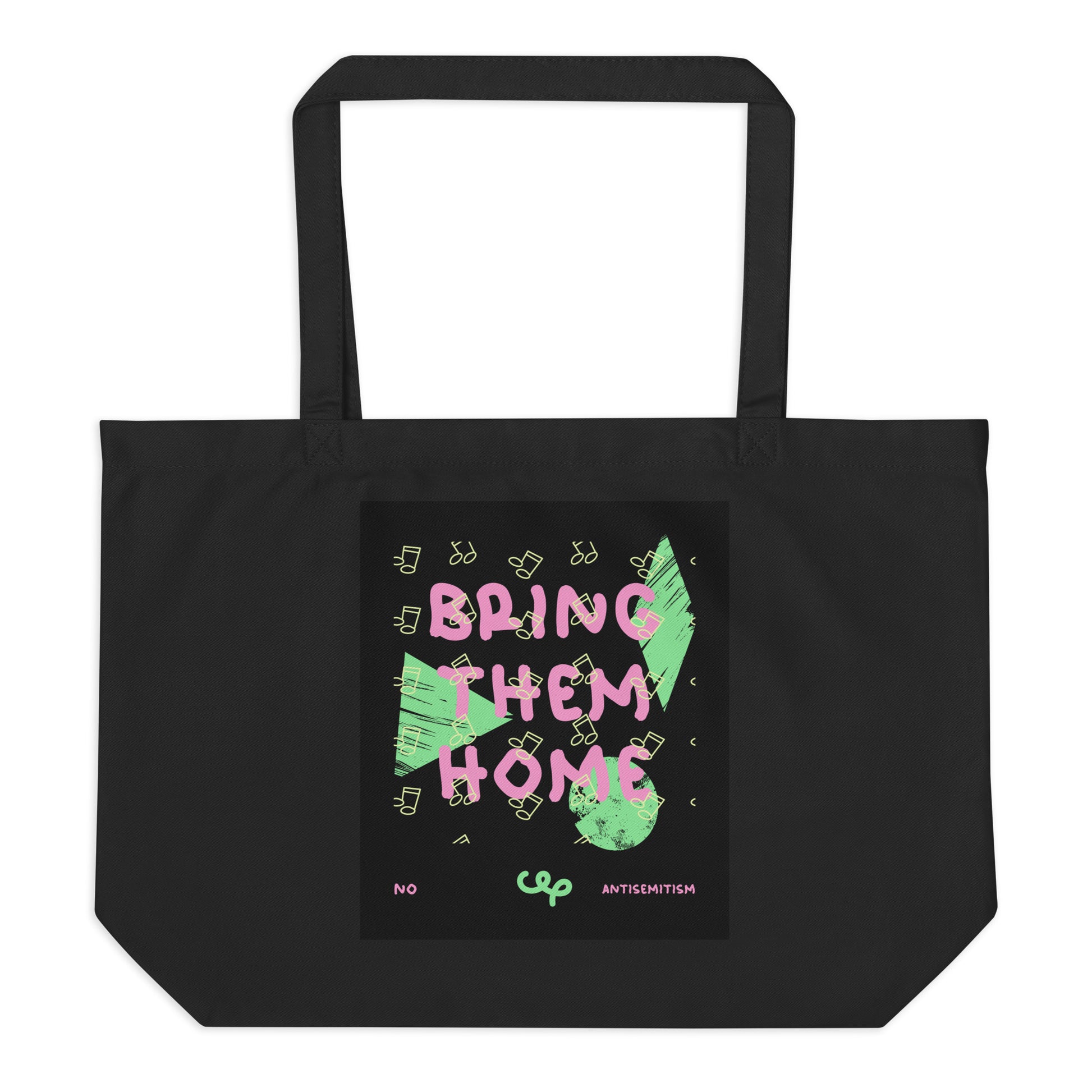 Bring Them Home | Pink-Green Doodle | Large Organic Tote Bag Jouparty