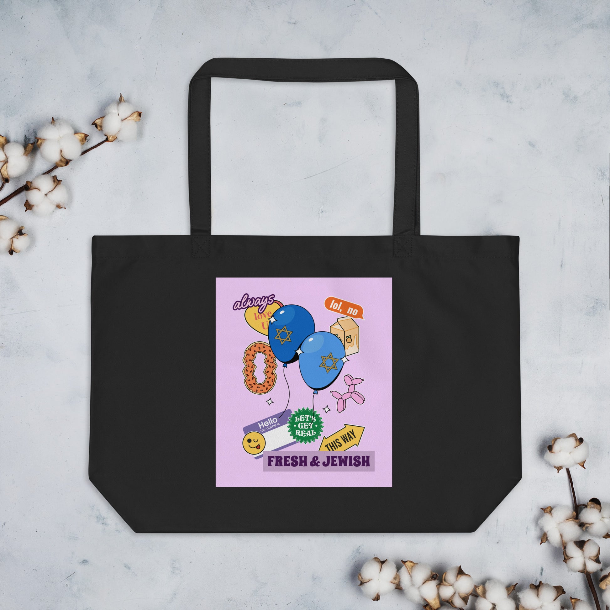 Shop Jewish | Pink | Large Organic Tote Bag Jouparty