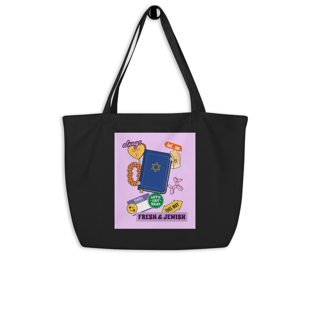 Shop Jewish | Pink | Large Organic Tote Bag Jouparty