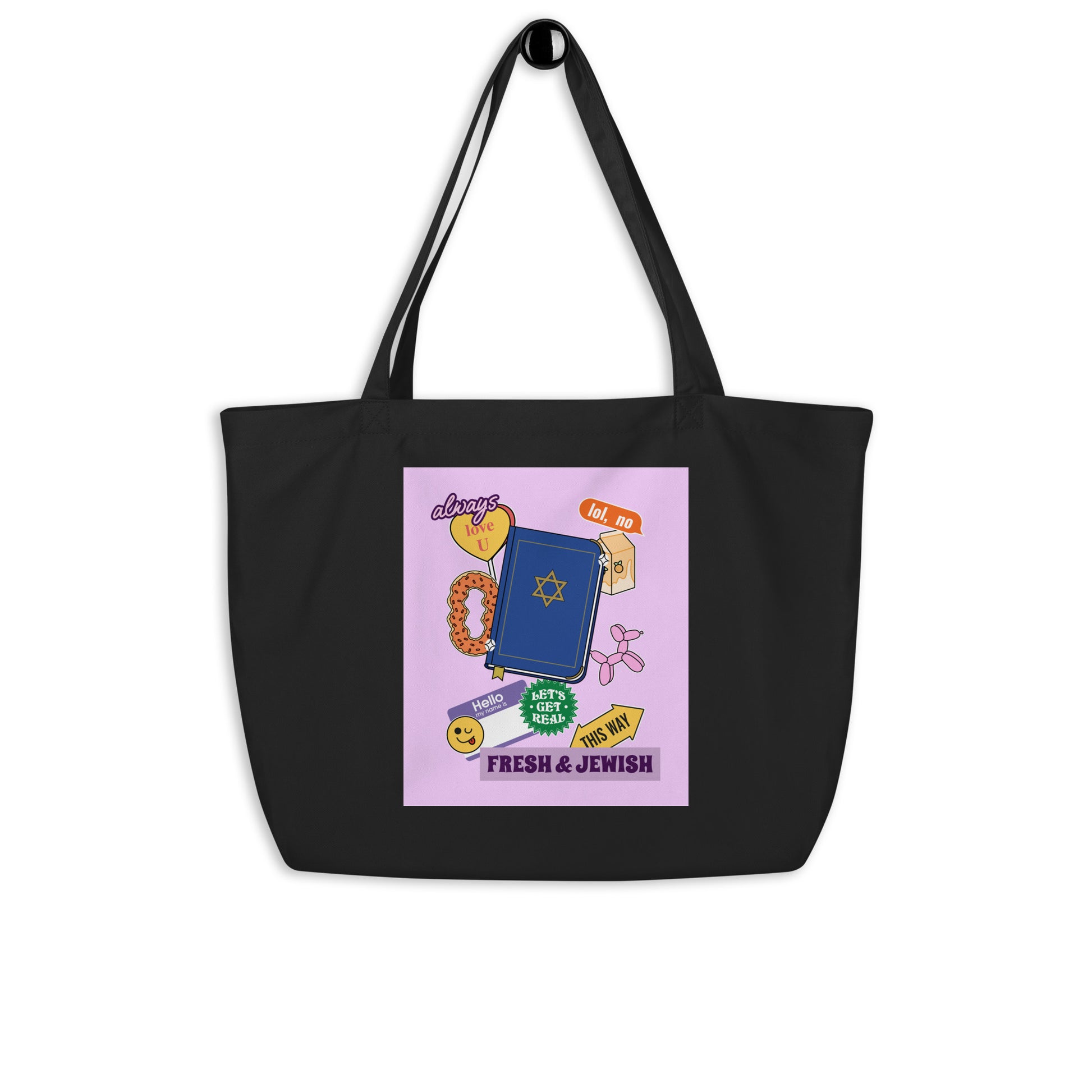 Shop Jewish | Pink | Large Organic Tote Bag Jouparty