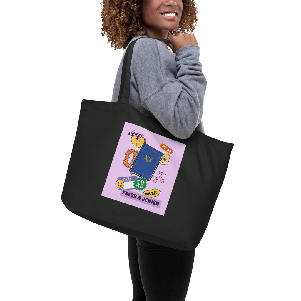 Shop Jewish | Pink | Large Organic Tote Bag Jouparty