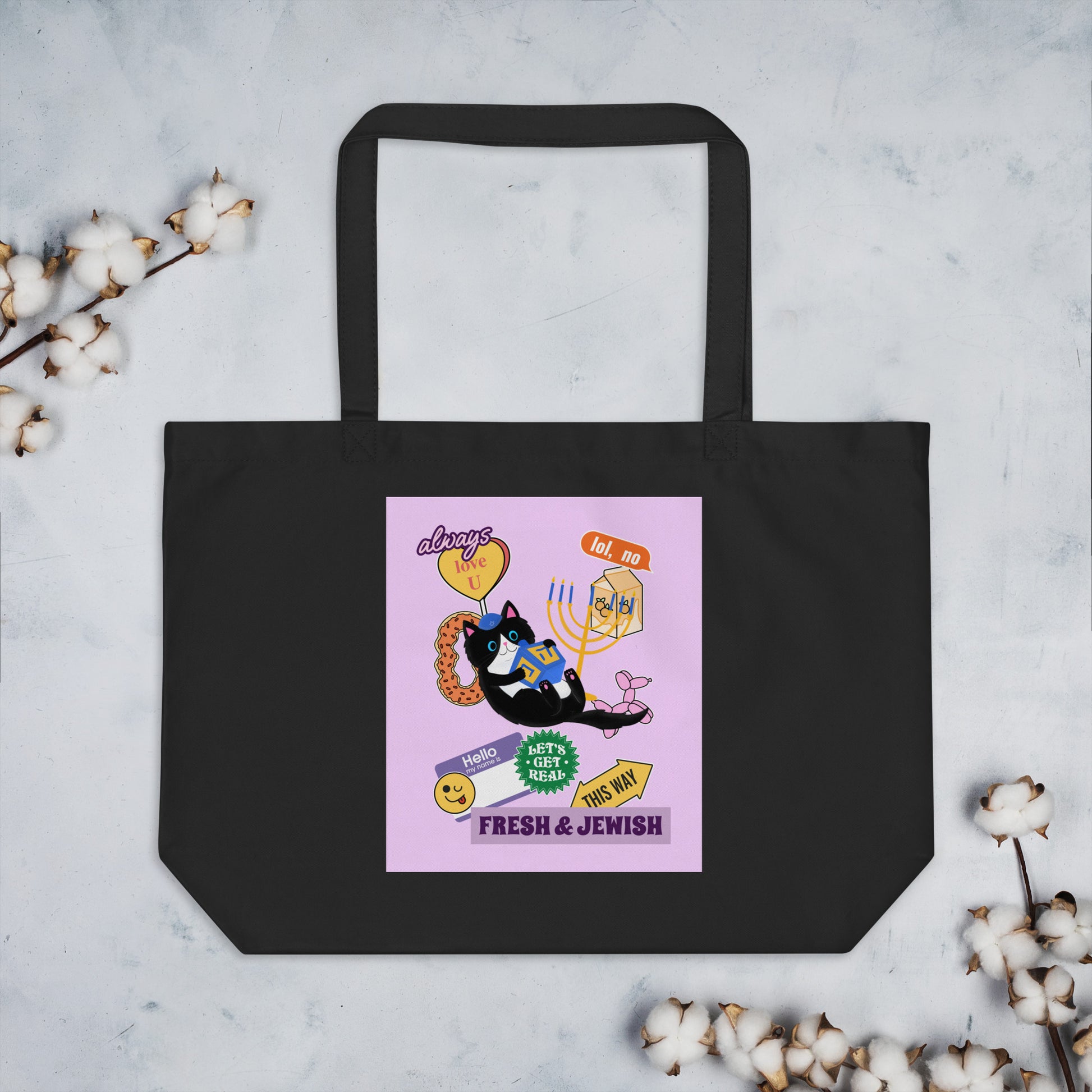 Shop Jewish | Pink | Large Organic Tote Bag Jouparty