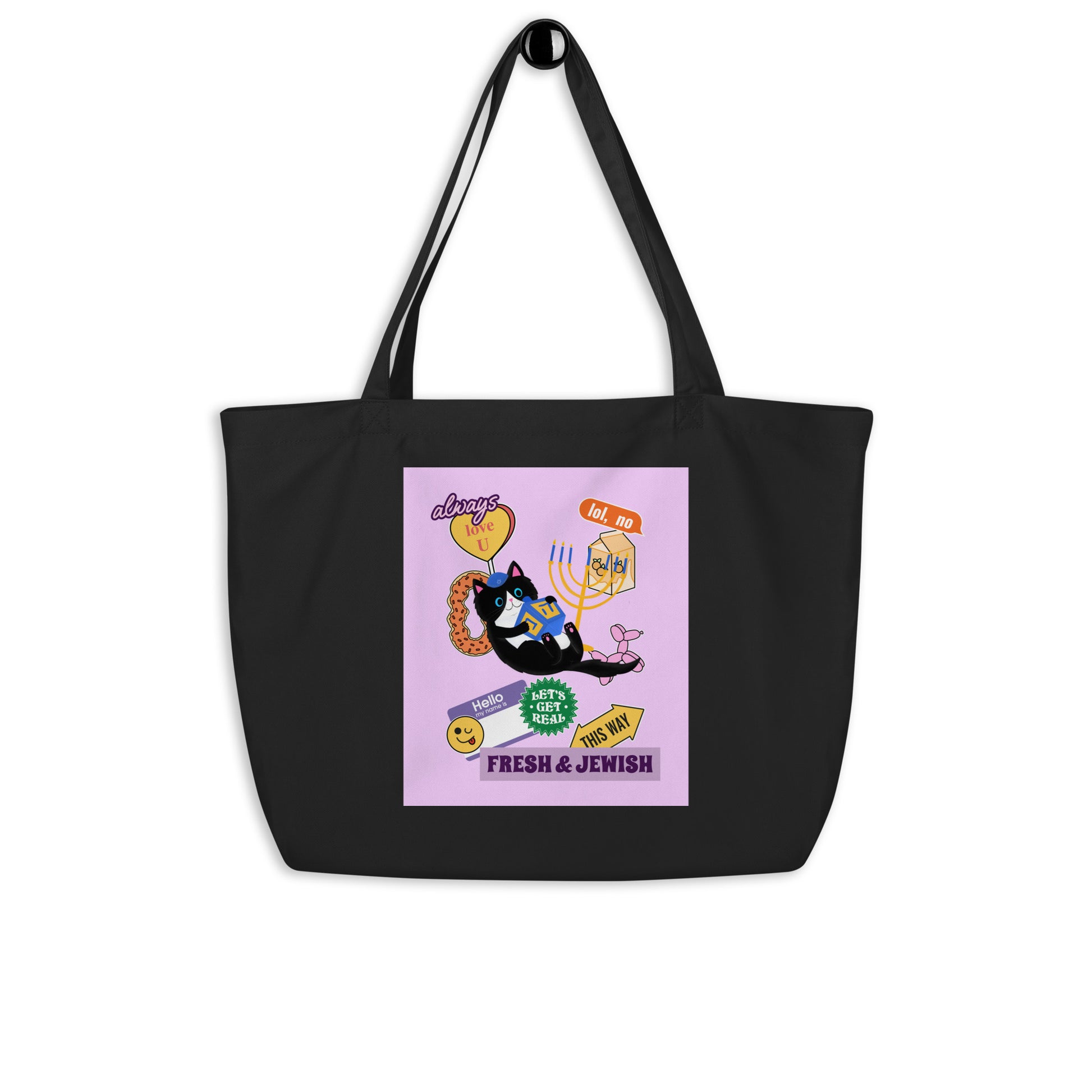 Shop Jewish | Pink | Large Organic Tote Bag Jouparty