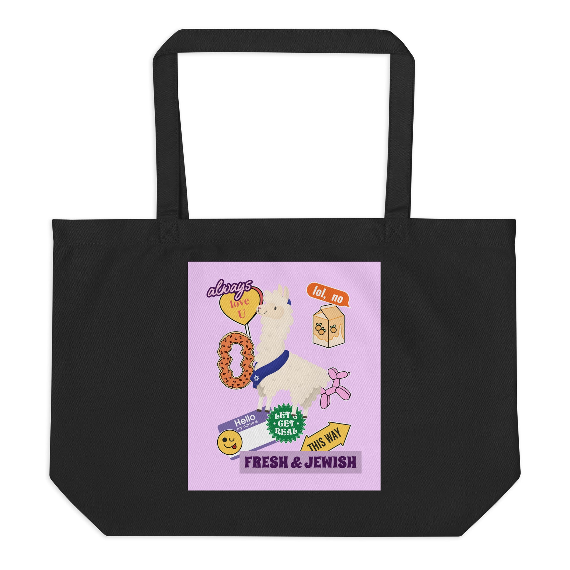 Shop Jewish | Pink | Large Organic Tote Bag Jouparty
