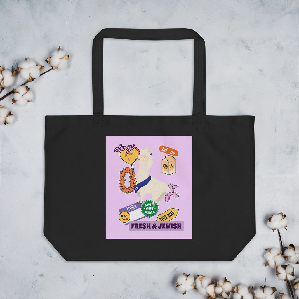 Shop Jewish | Pink | Large Organic Tote Bag Jouparty