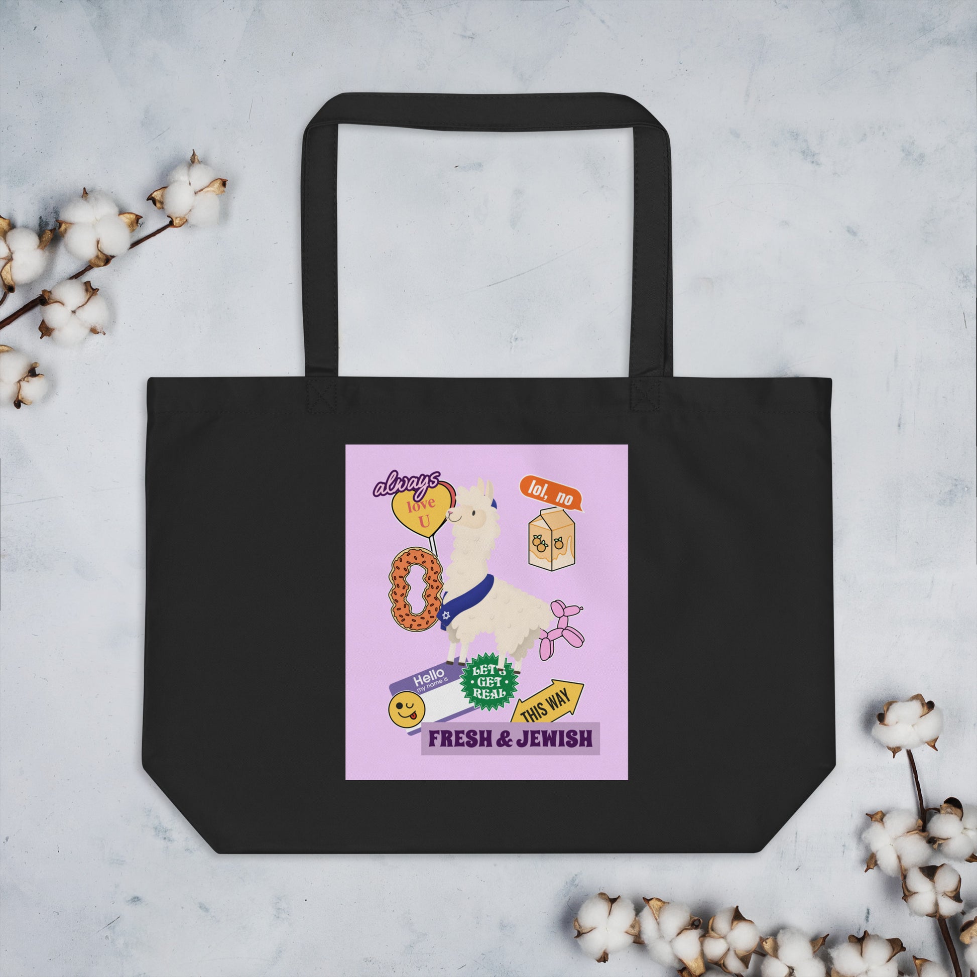 Shop Jewish | Pink | Large Organic Tote Bag Jouparty