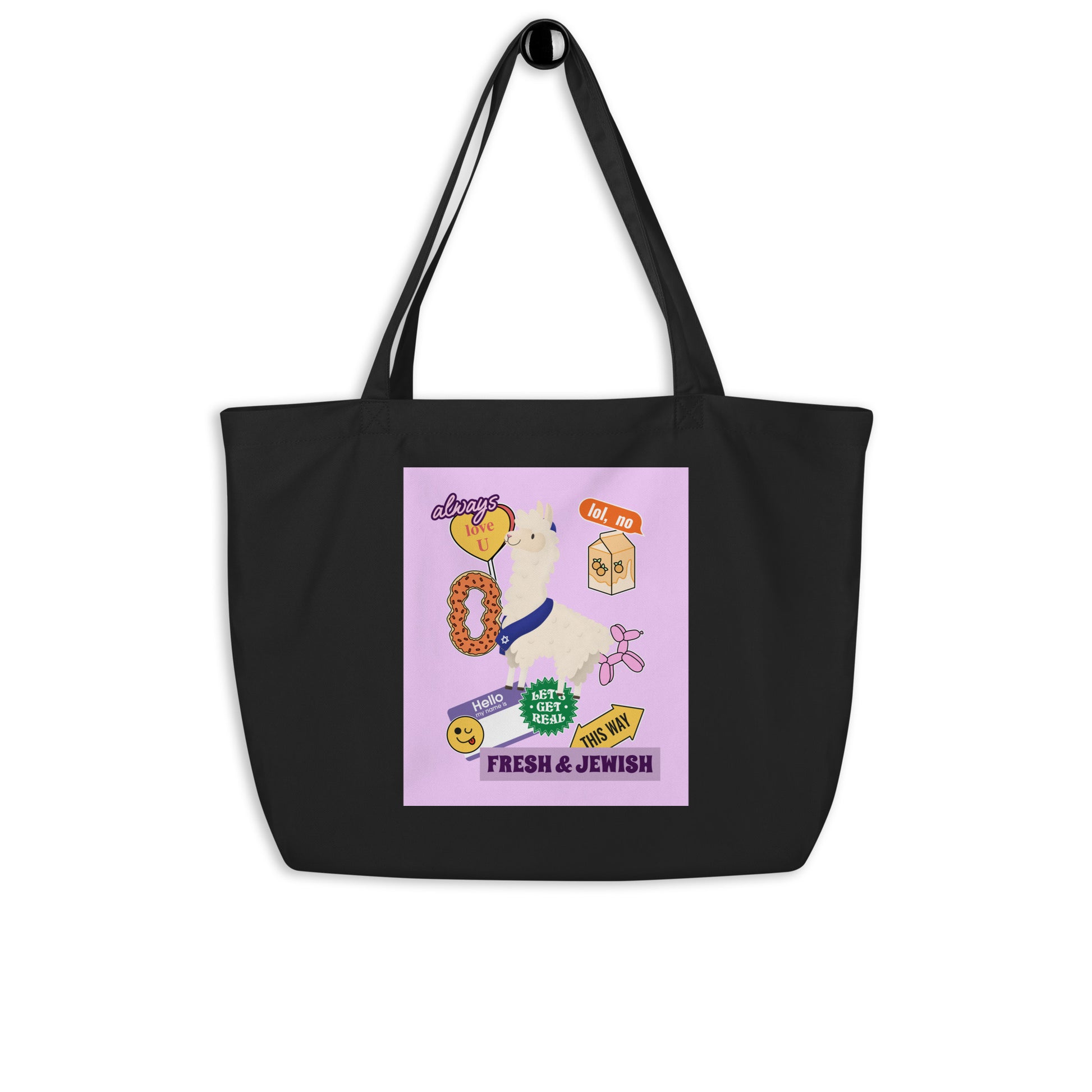Shop Jewish | Pink | Large Organic Tote Bag Jouparty