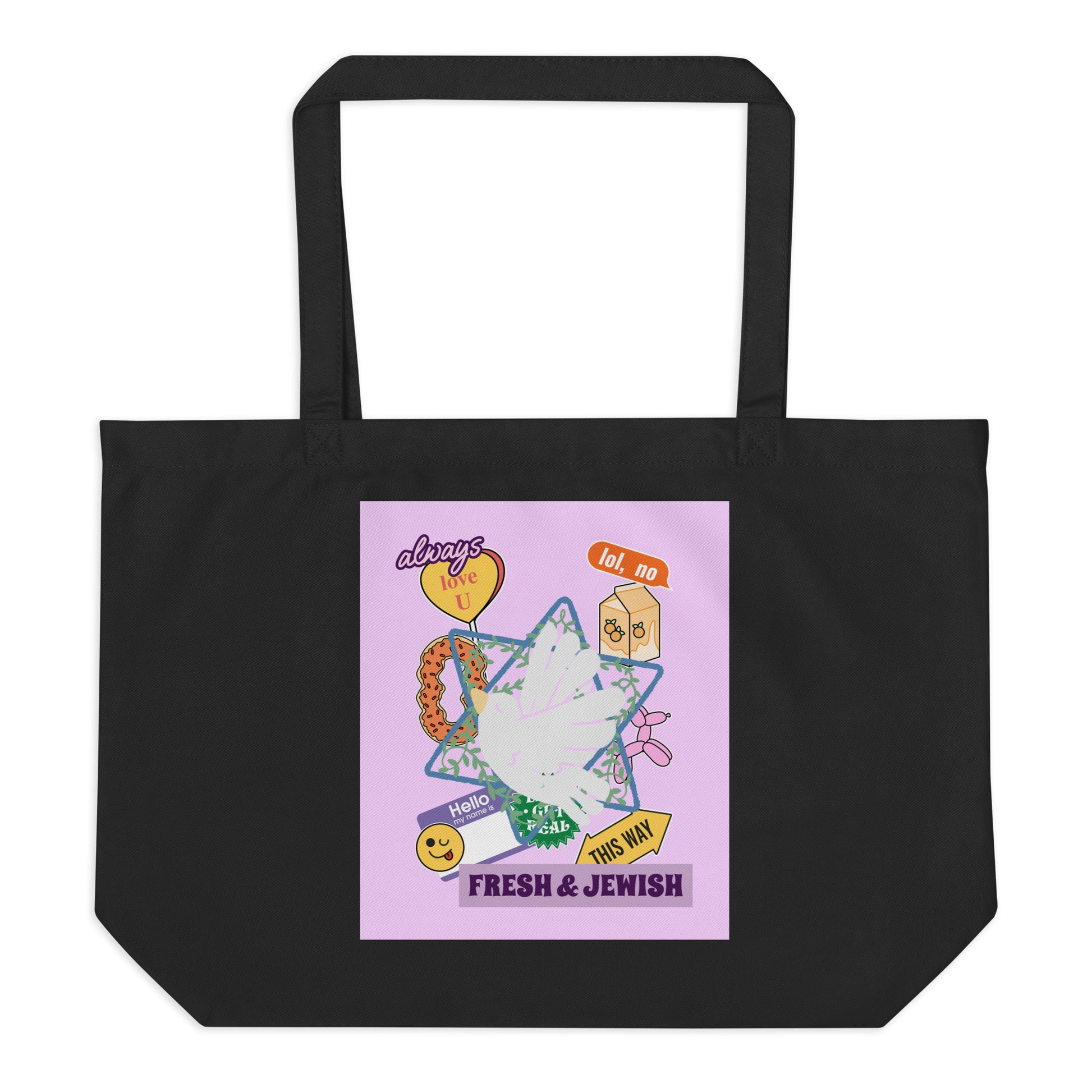 Shop Jewish | Pink | Large Organic Tote Bag Jouparty