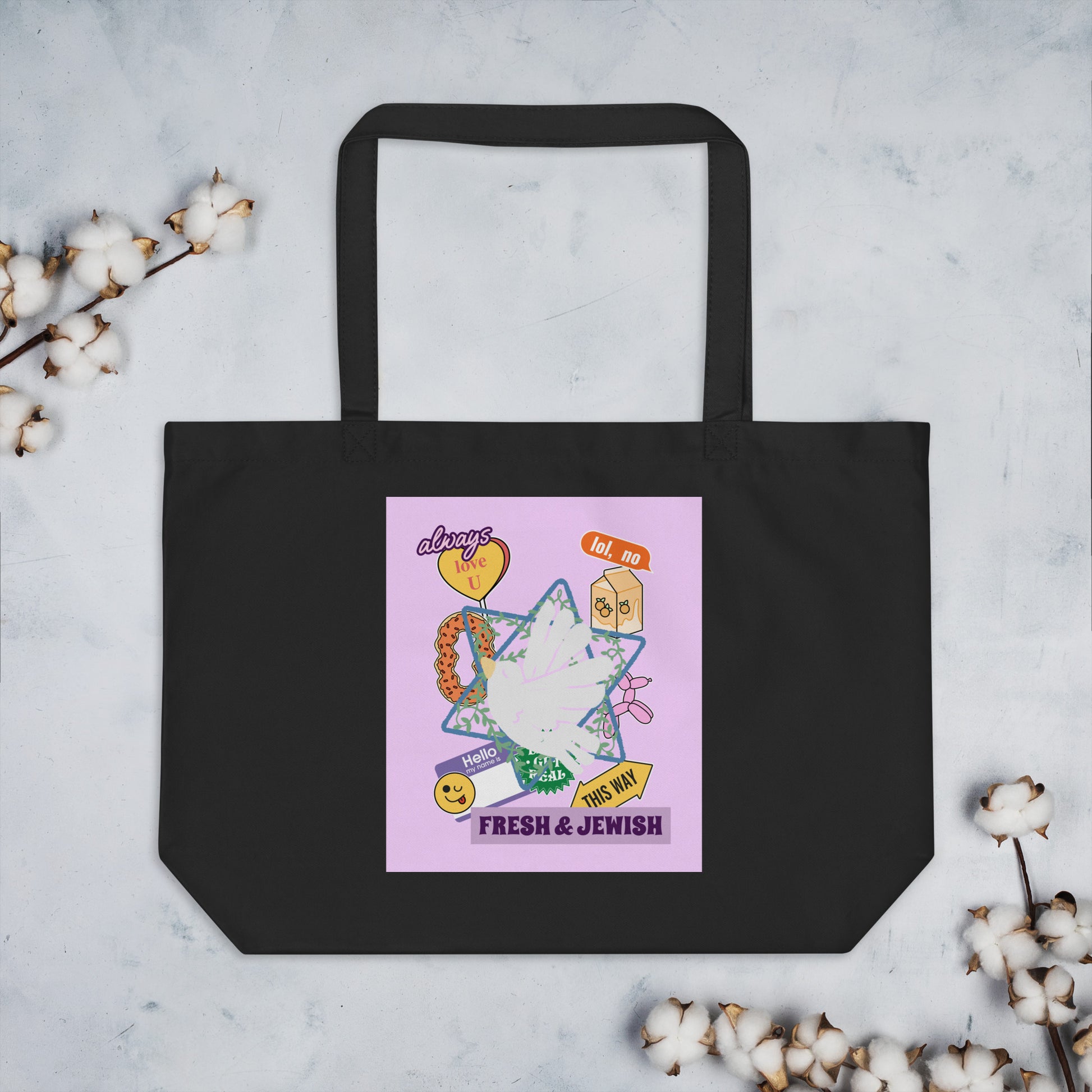Shop Jewish | Pink | Large Organic Tote Bag Jouparty