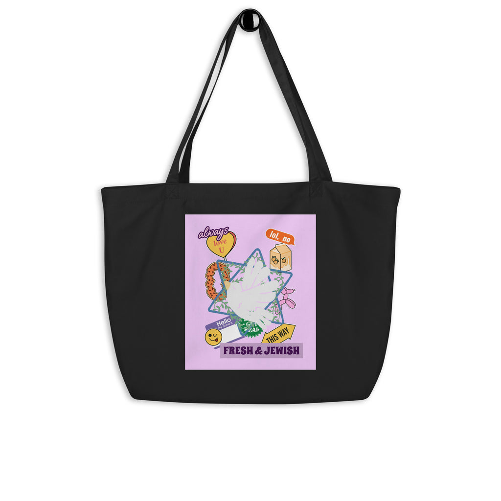Shop Jewish | Pink | Large Organic Tote Bag Jouparty