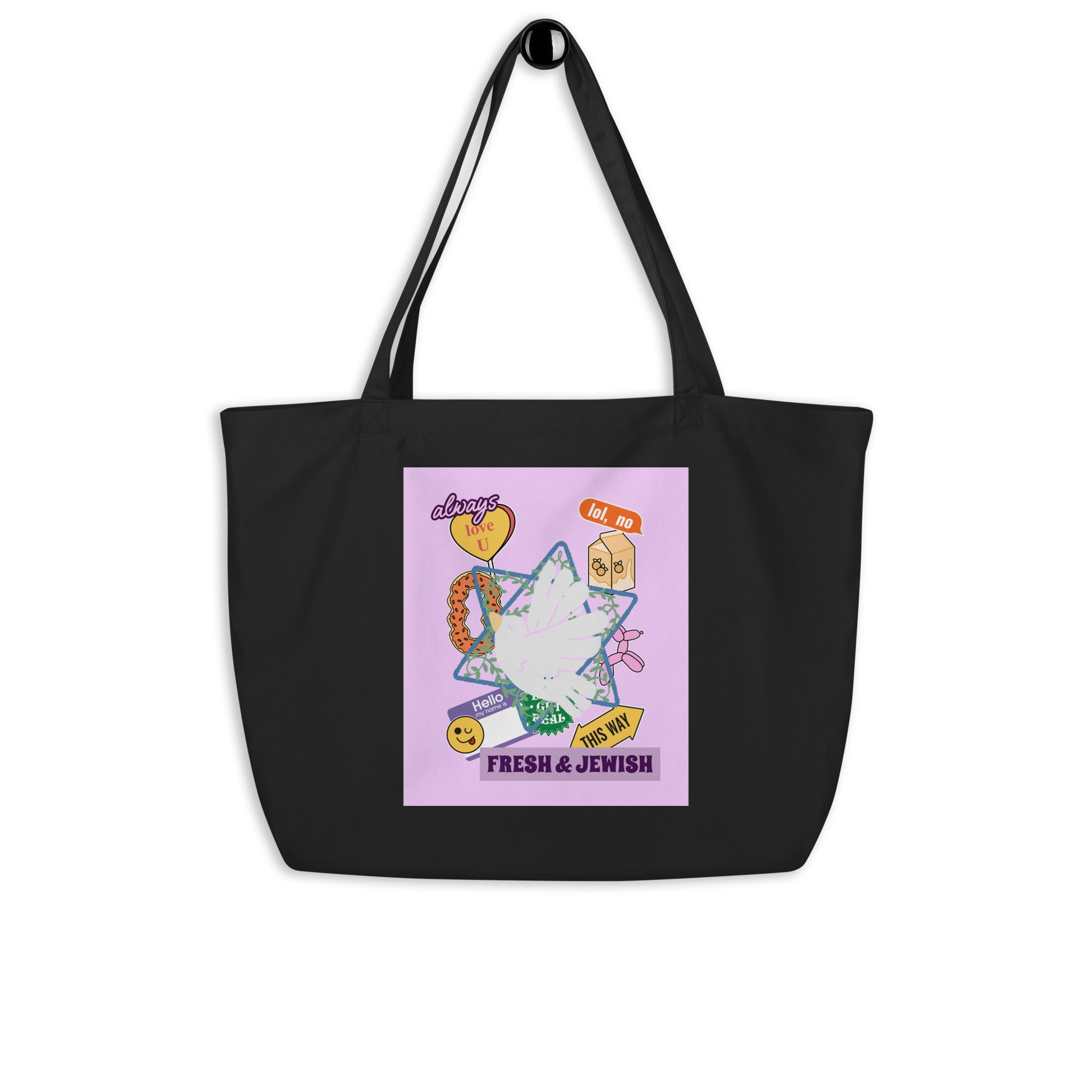 Shop Jewish | Pink | Large Organic Tote Bag Jouparty