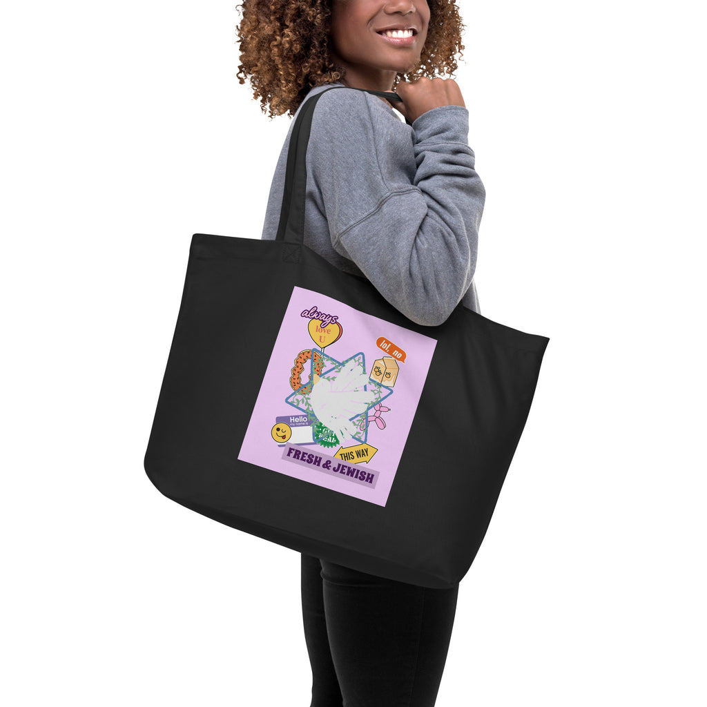 Shop Jewish | Pink | Large Organic Tote Bag Jouparty