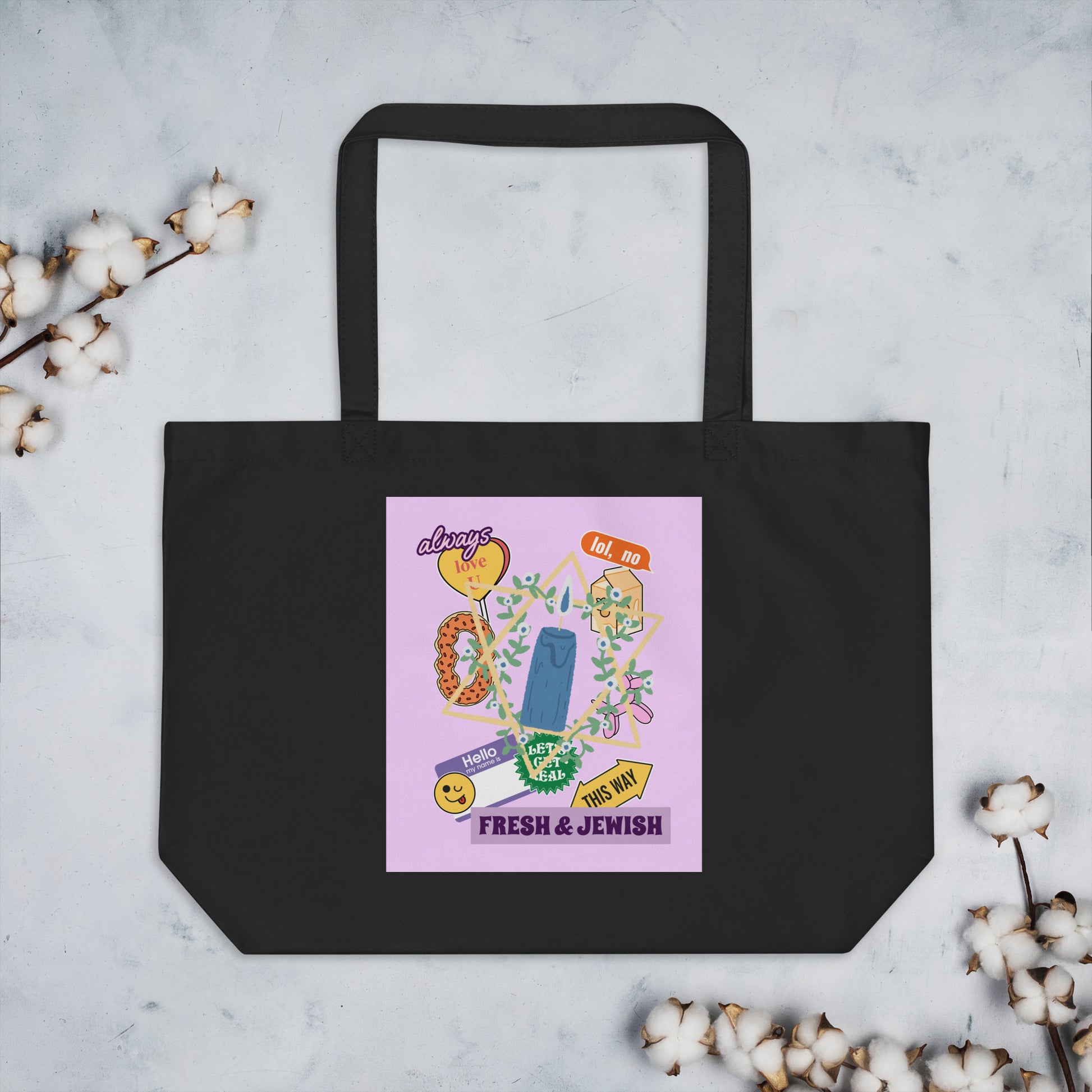 Shop Jewish | Pink | Large Organic Tote Bag