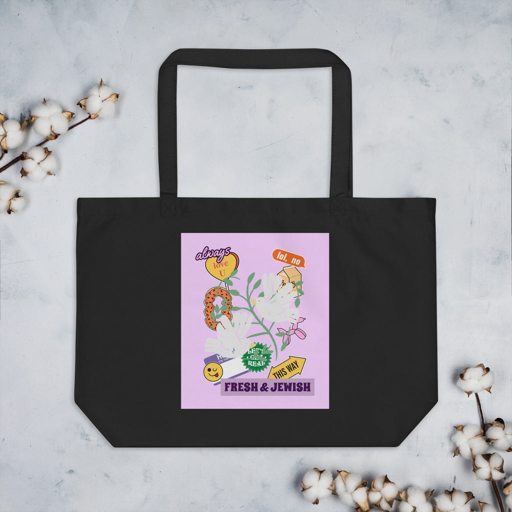 Shop Jewish | Pink | Large Organic Tote Bag