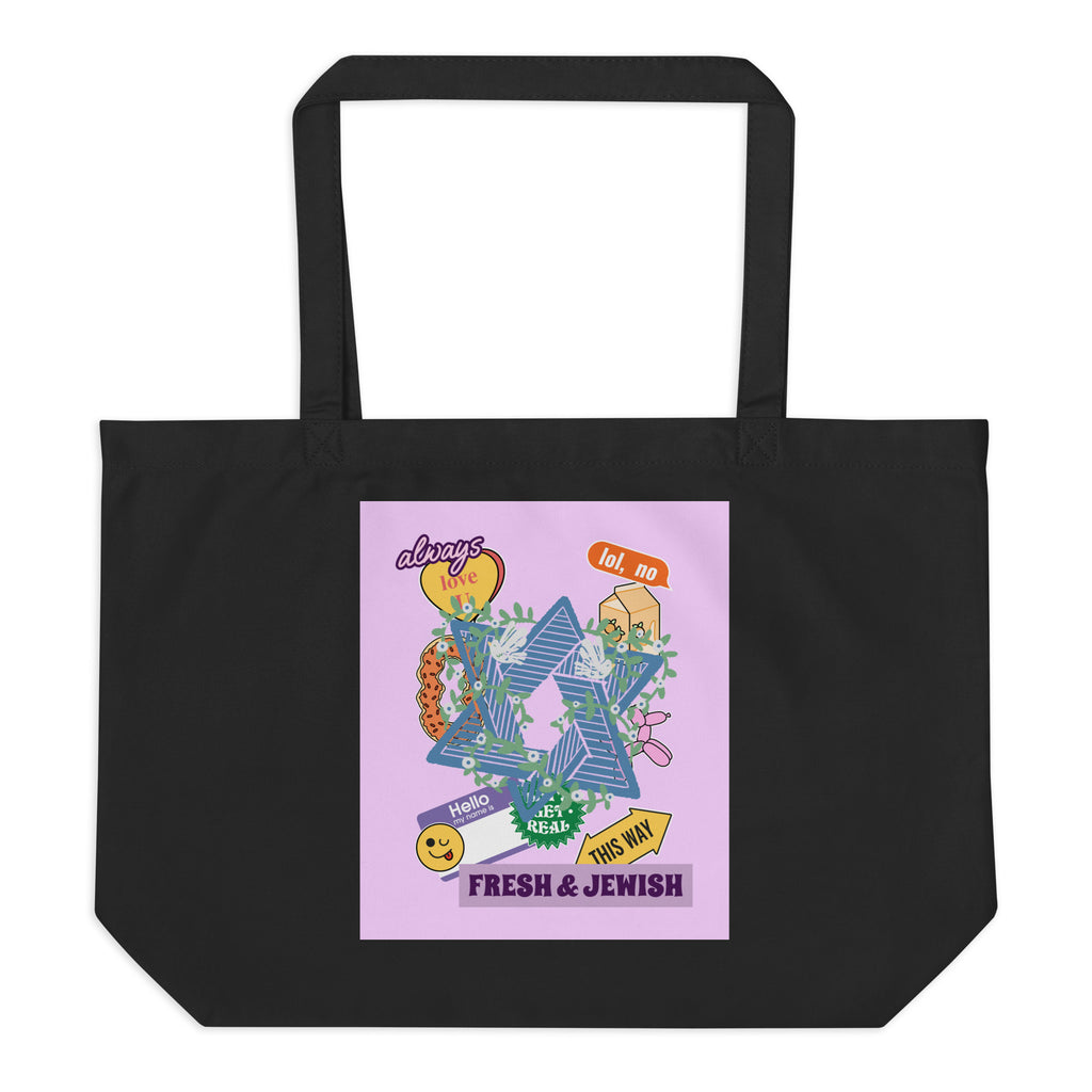 Shop Jewish | Pink | Large Organic Tote Bag Jouparty