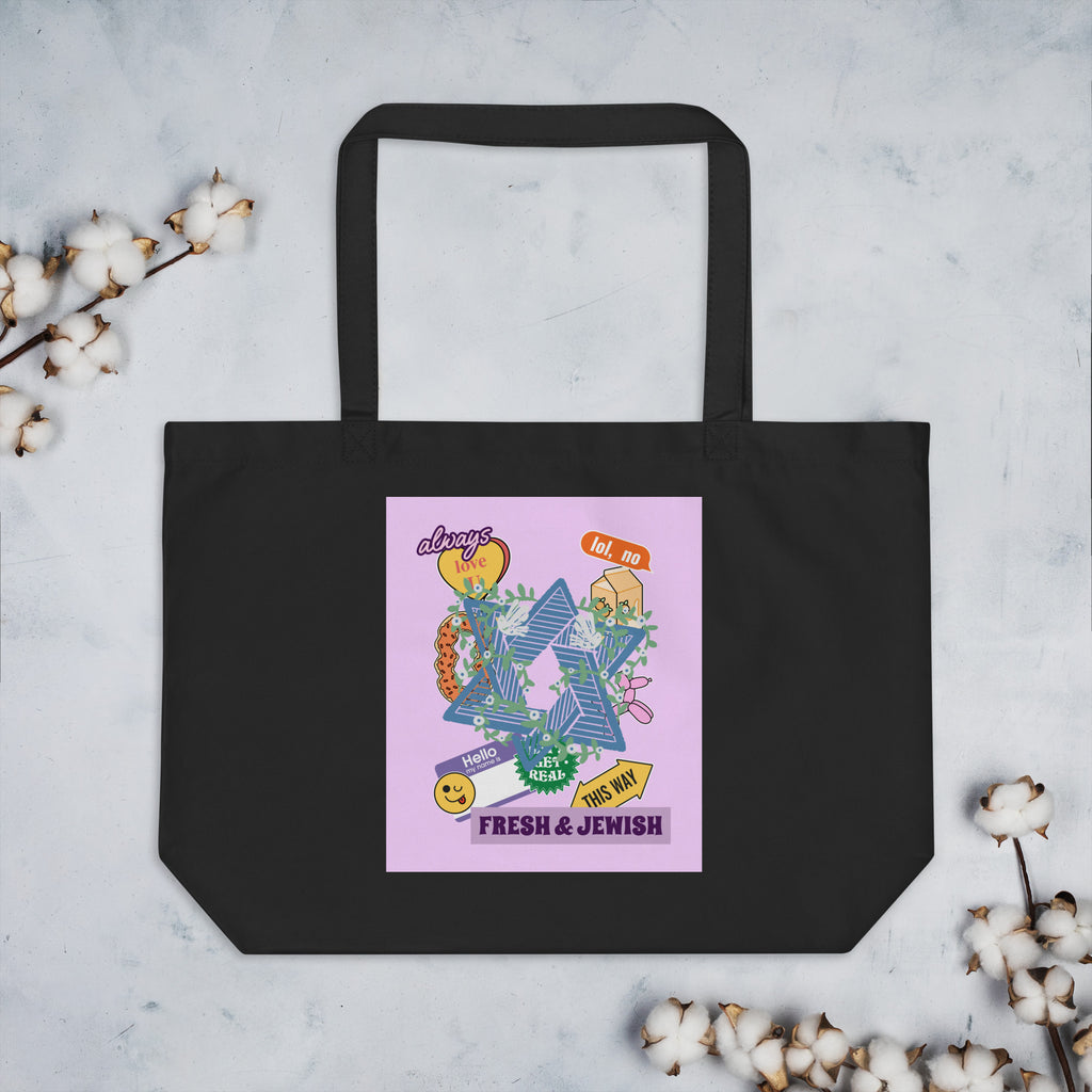 Shop Jewish | Pink | Large Organic Tote Bag Jouparty