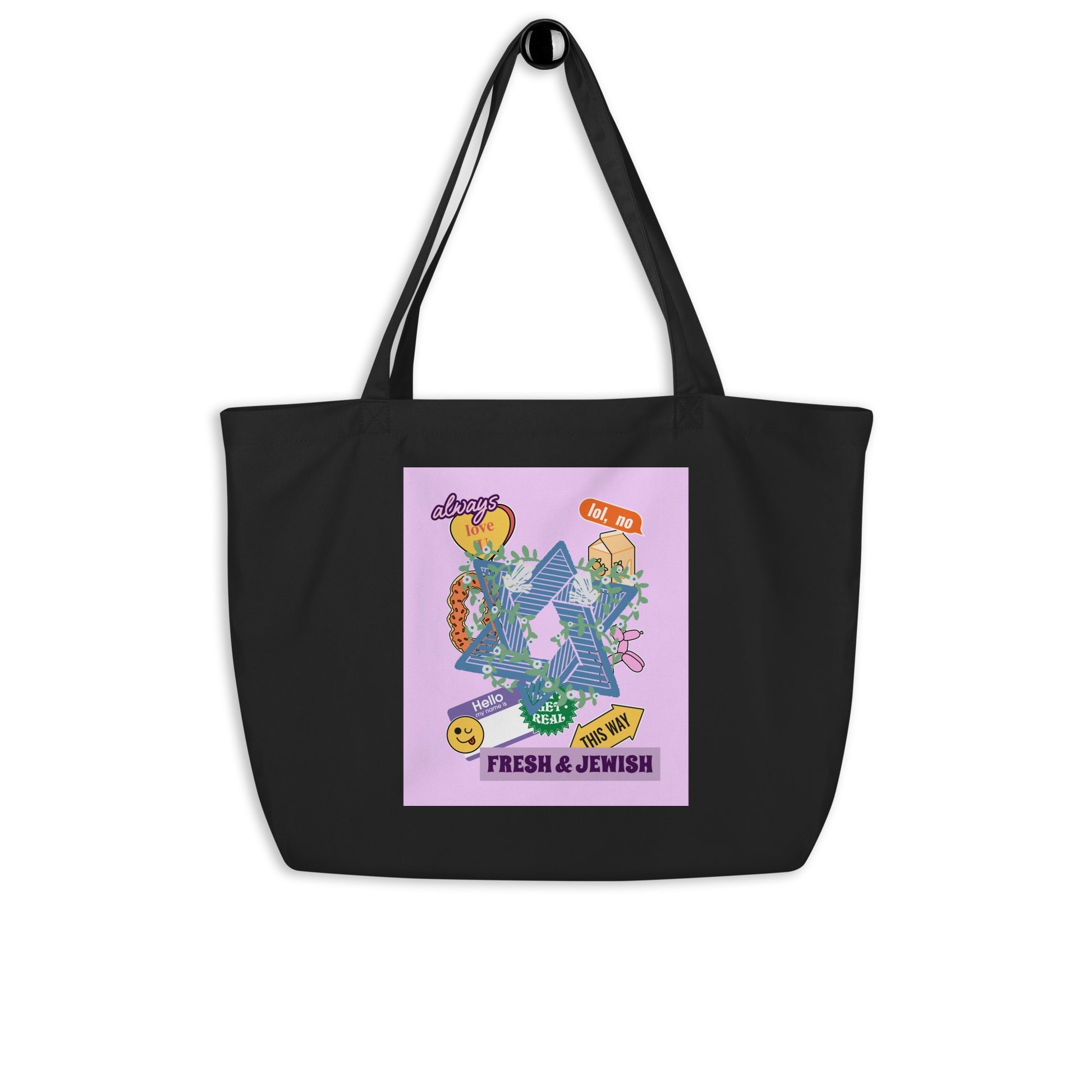 Shop Jewish | Pink | Large Organic Tote Bag Jouparty