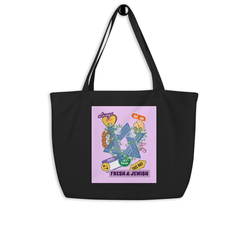 Shop Jewish | Pink | Large Organic Tote Bag