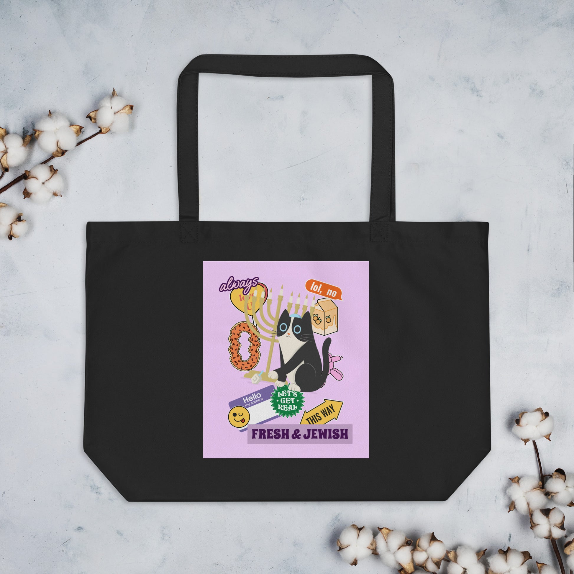 Shop Jewish | Pink | Large Organic Tote Bag Jouparty