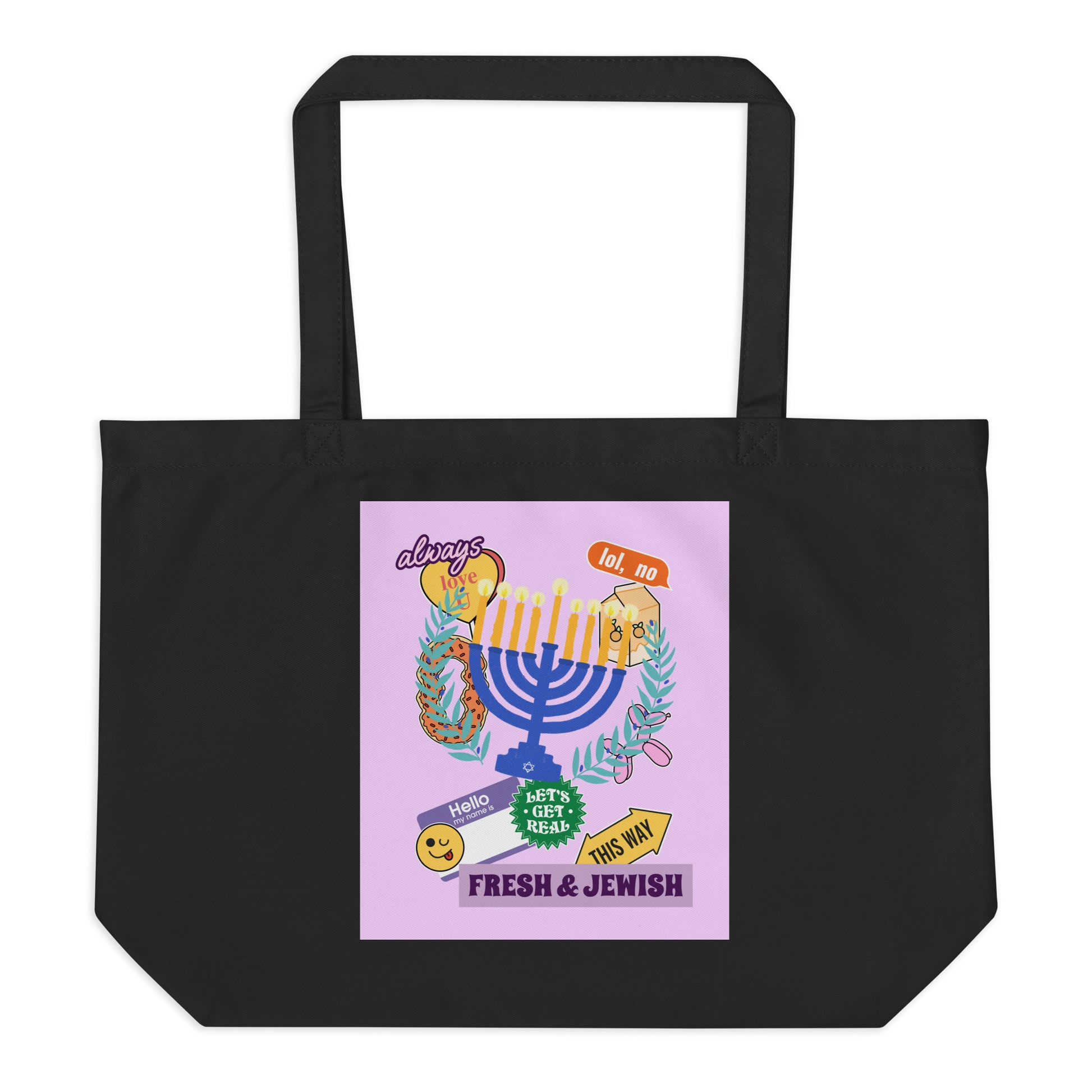 Shop Jewish | Pink | Large Organic Tote Bag Jouparty