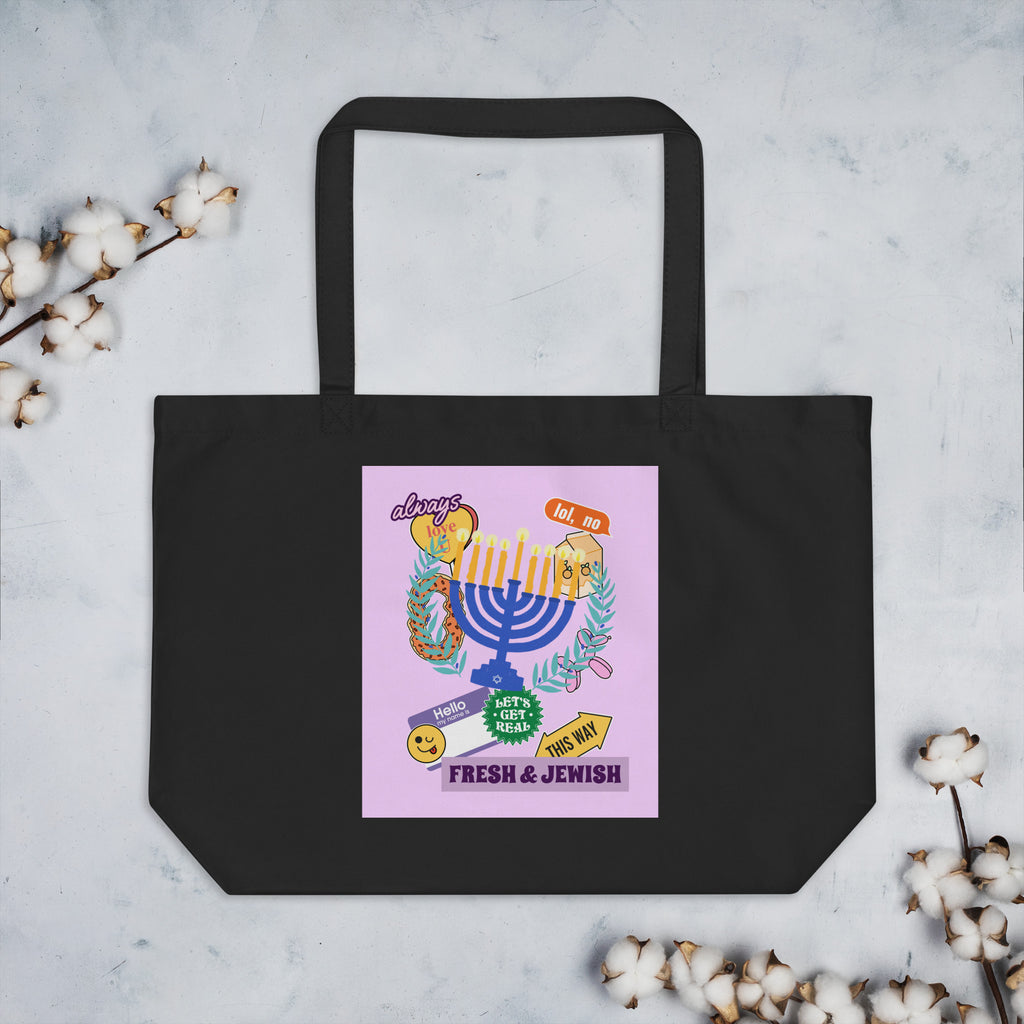 Shop Jewish | Pink | Large Organic Tote Bag Jouparty