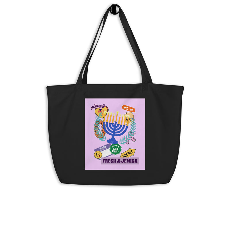 Shop Jewish | Pink | Large Organic Tote Bag