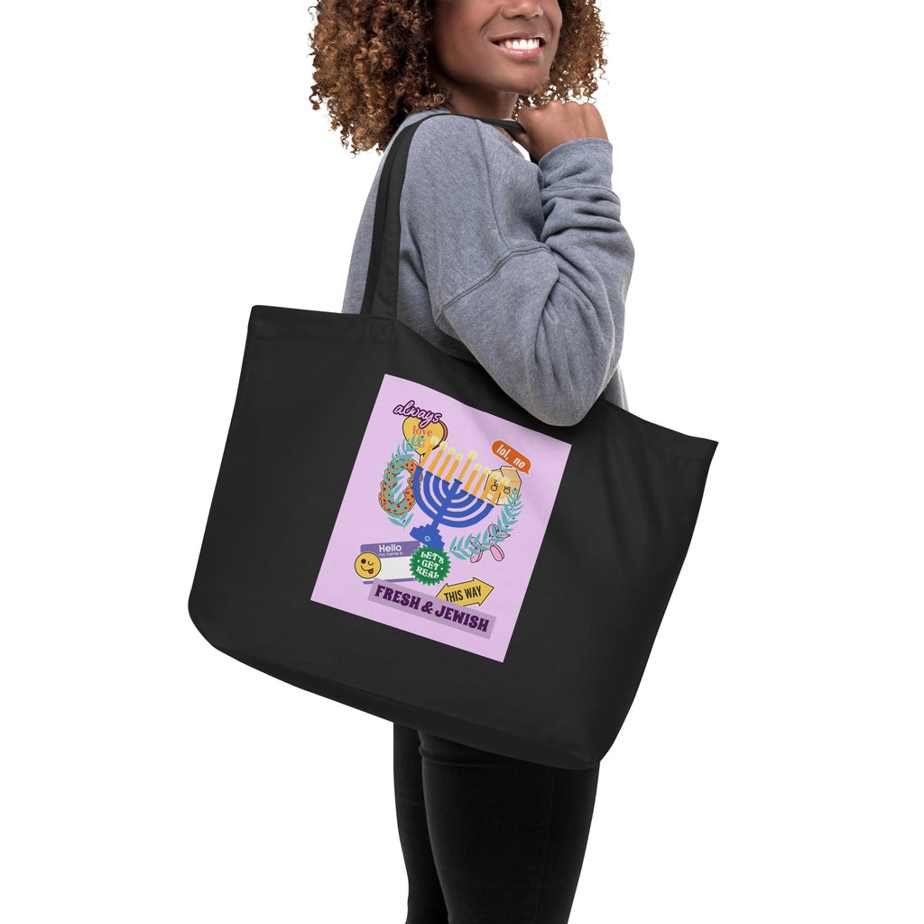 Shop Jewish | Pink | Large Organic Tote Bag Jouparty